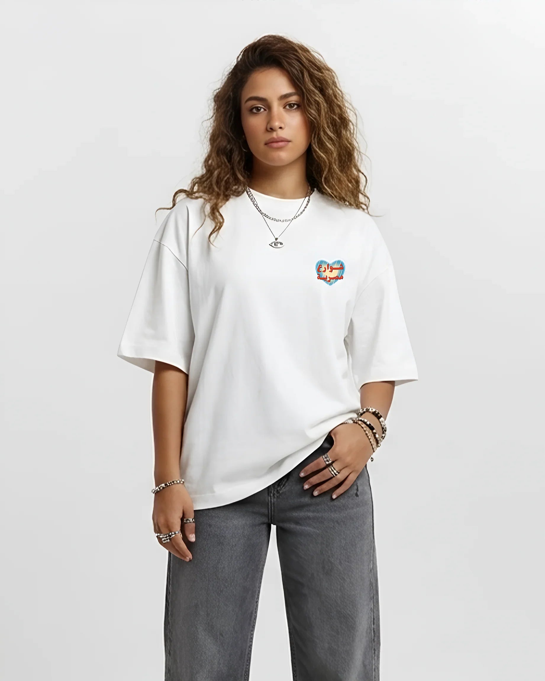 Tal3an 3eshi Women Oversized SS T-Shirt - Off White - NAS Trends 2