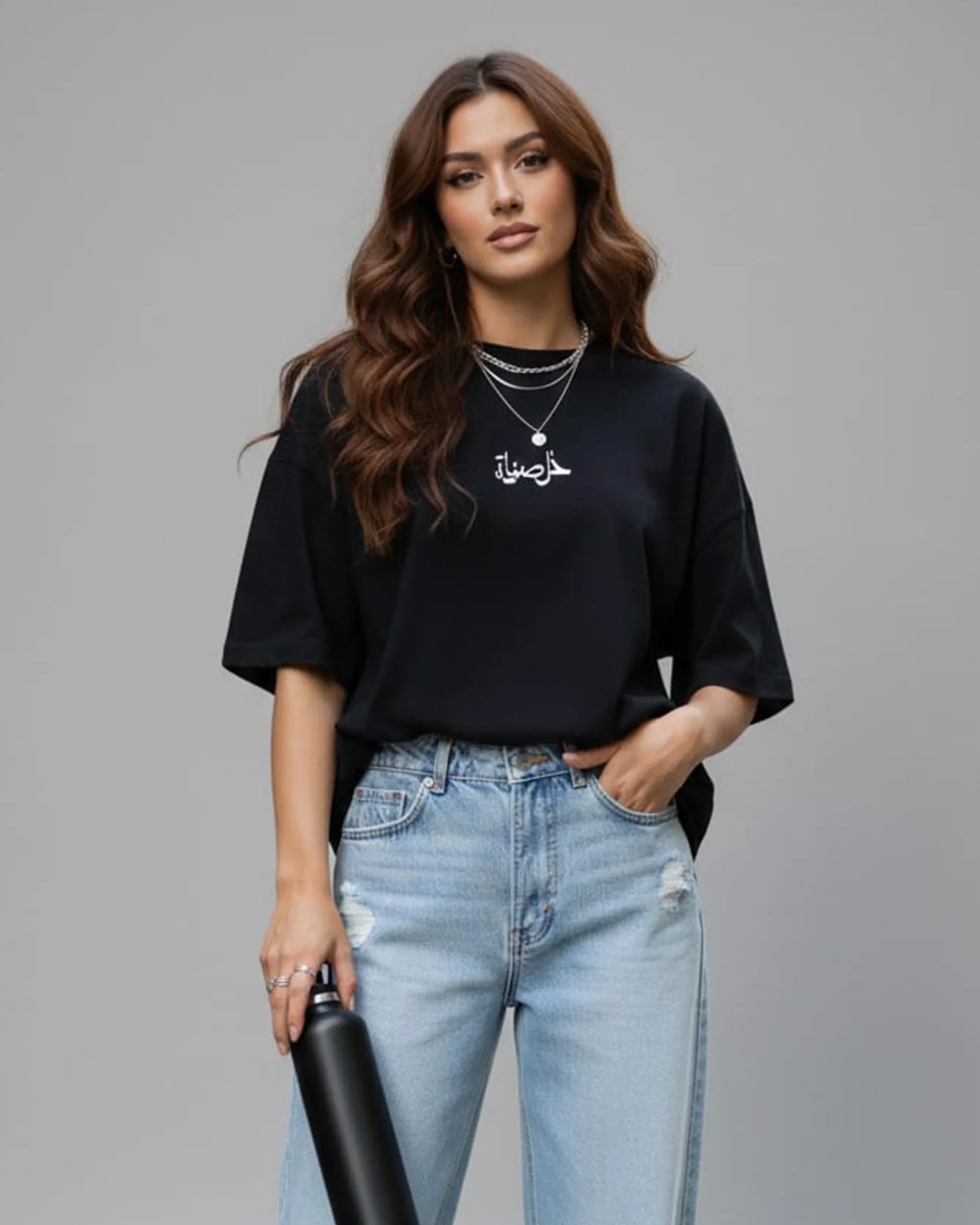 Khalsana Women Oversized SS T-Shirt - Black - NAS Trends 2