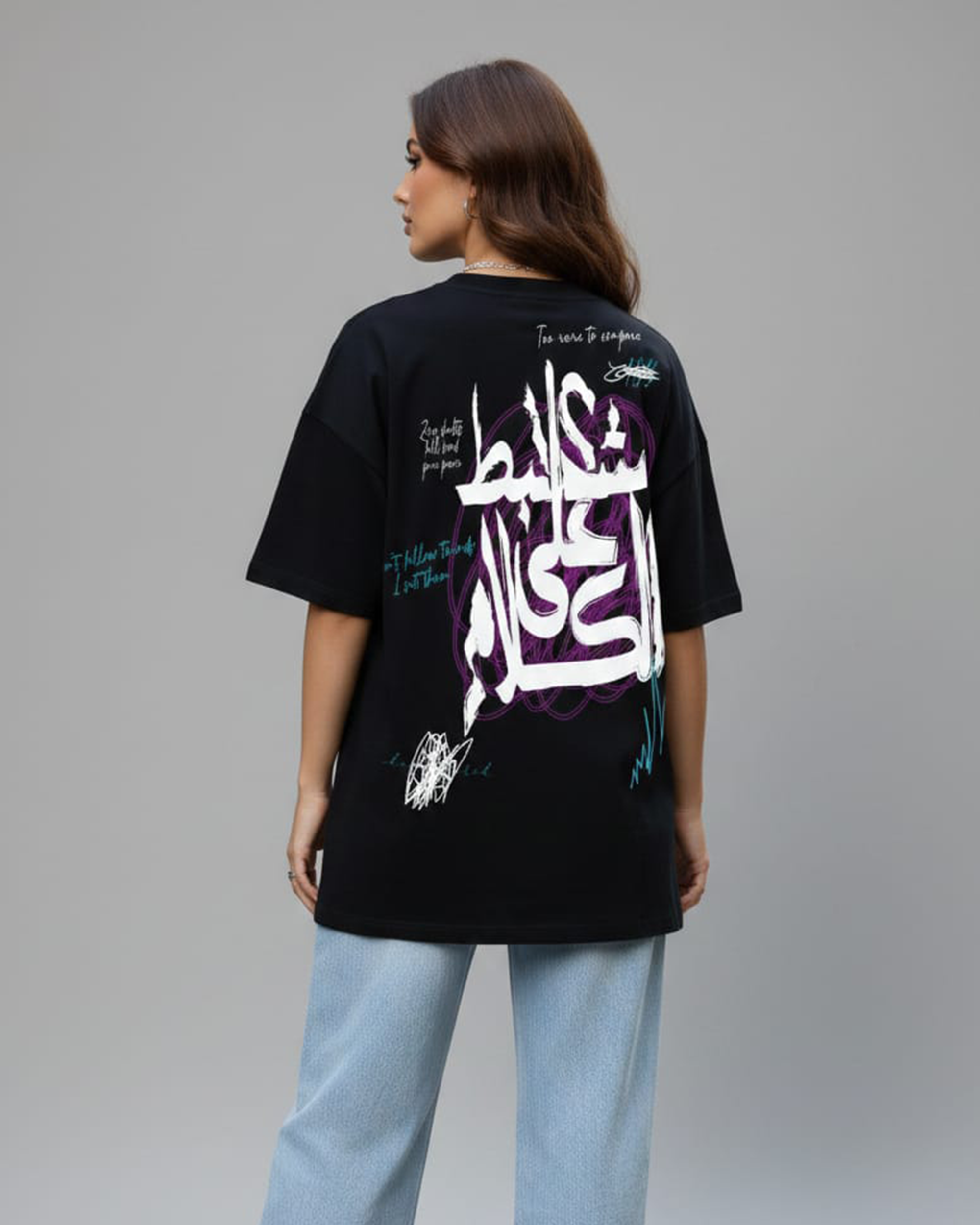 Khalsana Women Oversized SS T-Shirt - Black - NAS Trends 1