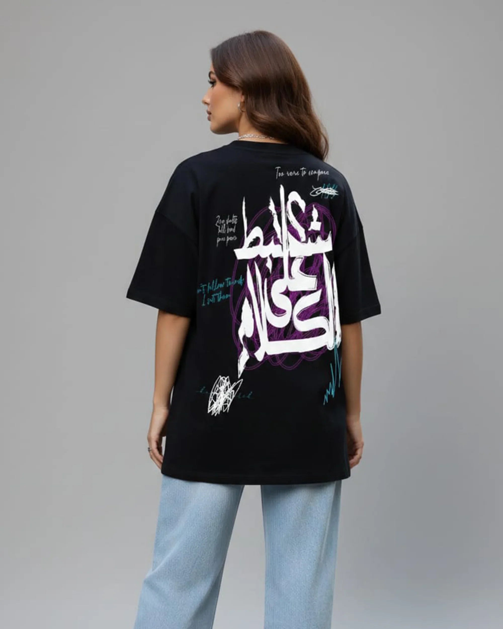 Khalsana Women Oversized SS T-Shirt - Black - NAS Trends 1
