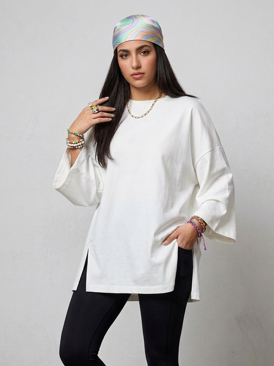 Basic Women LS T-Shirt - Off White - NAS Trends 1