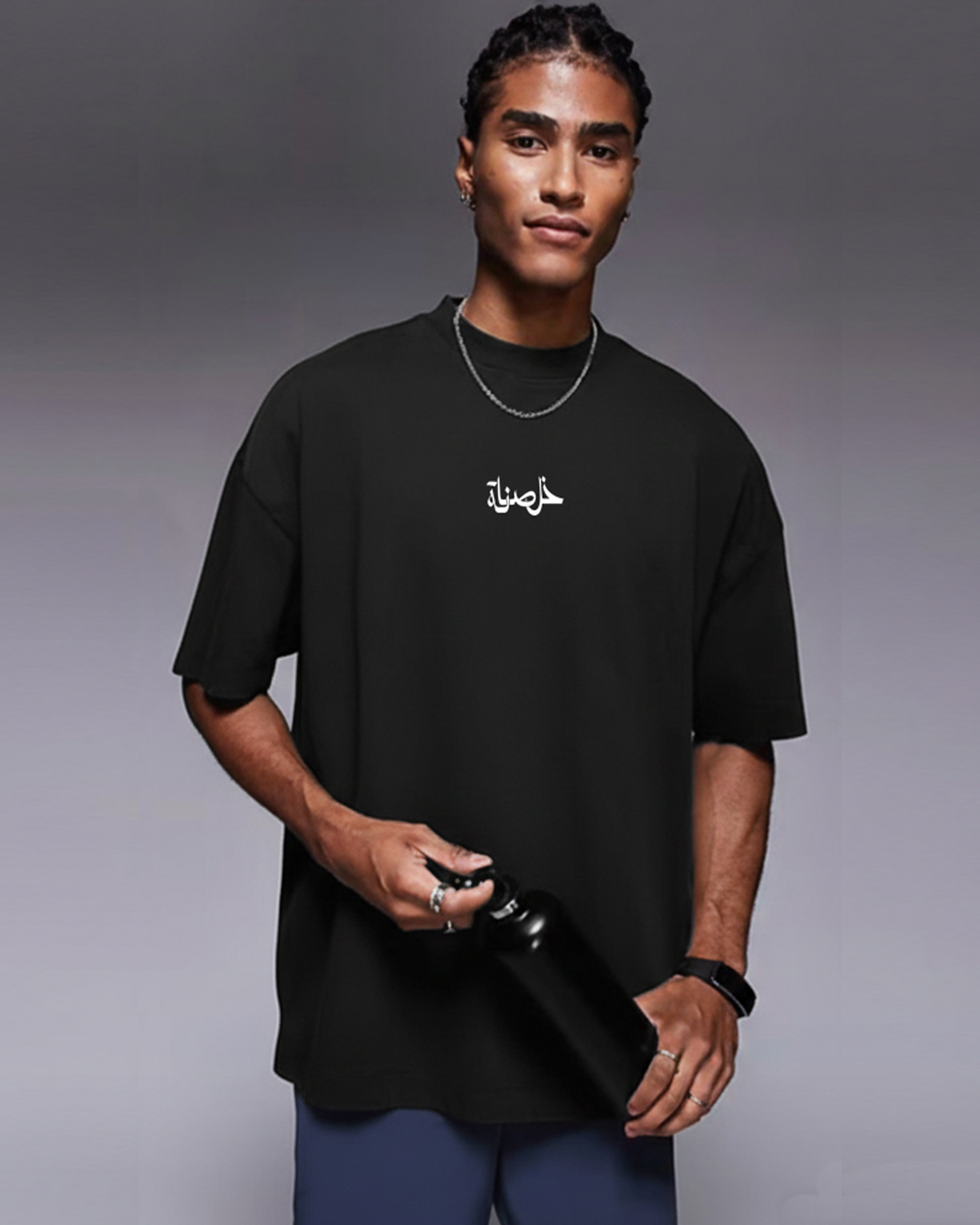 Khalsana Men Oversized SS T-Shirt - Black - NAS Trends
