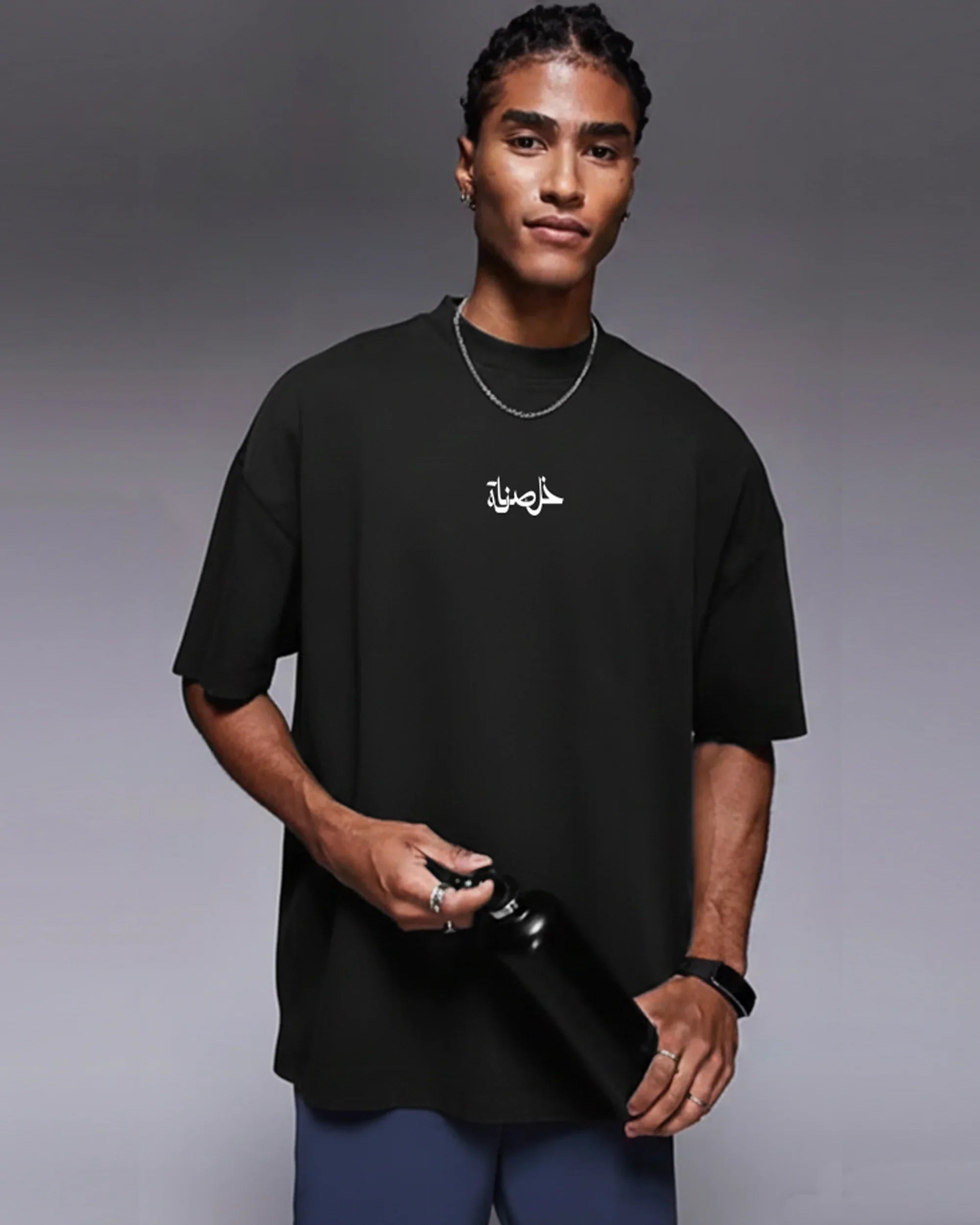 Khalsana Men Oversized SS T-Shirt - Black - NAS Trends 2