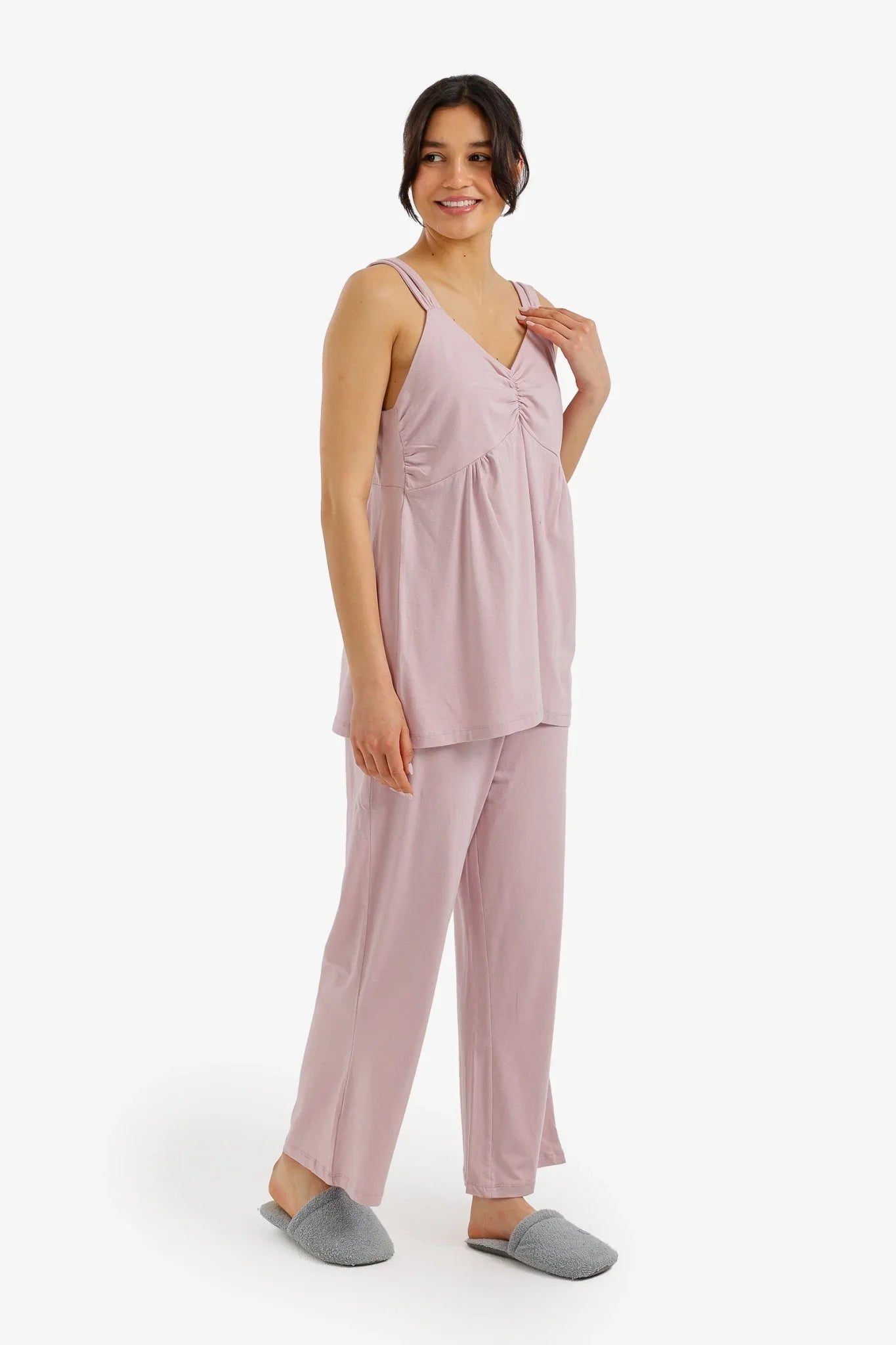 Ruched Detail Pajama Set - Carina - Babazzaro