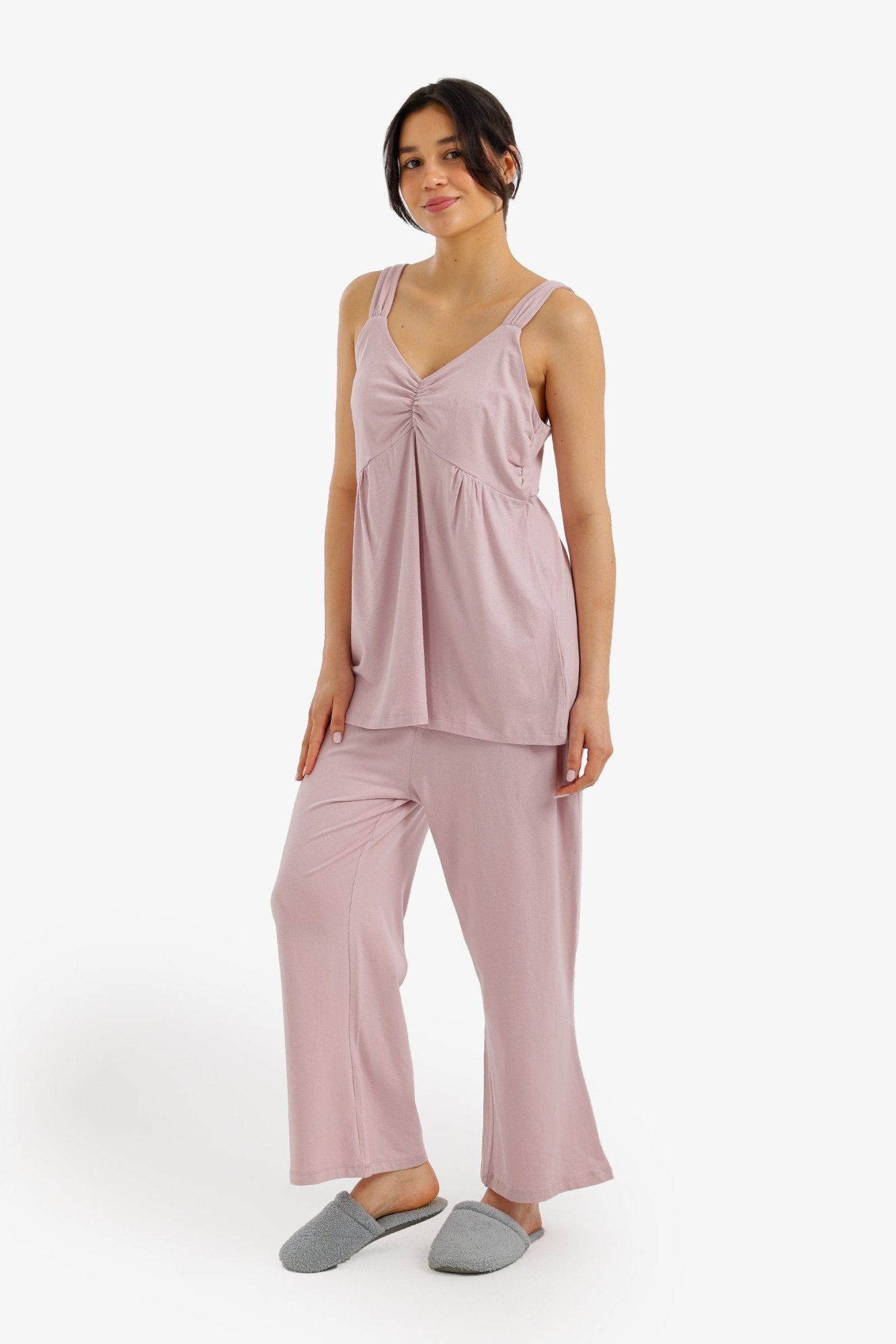 Ruched Detail Pajama Set - Carina - Babazzaro