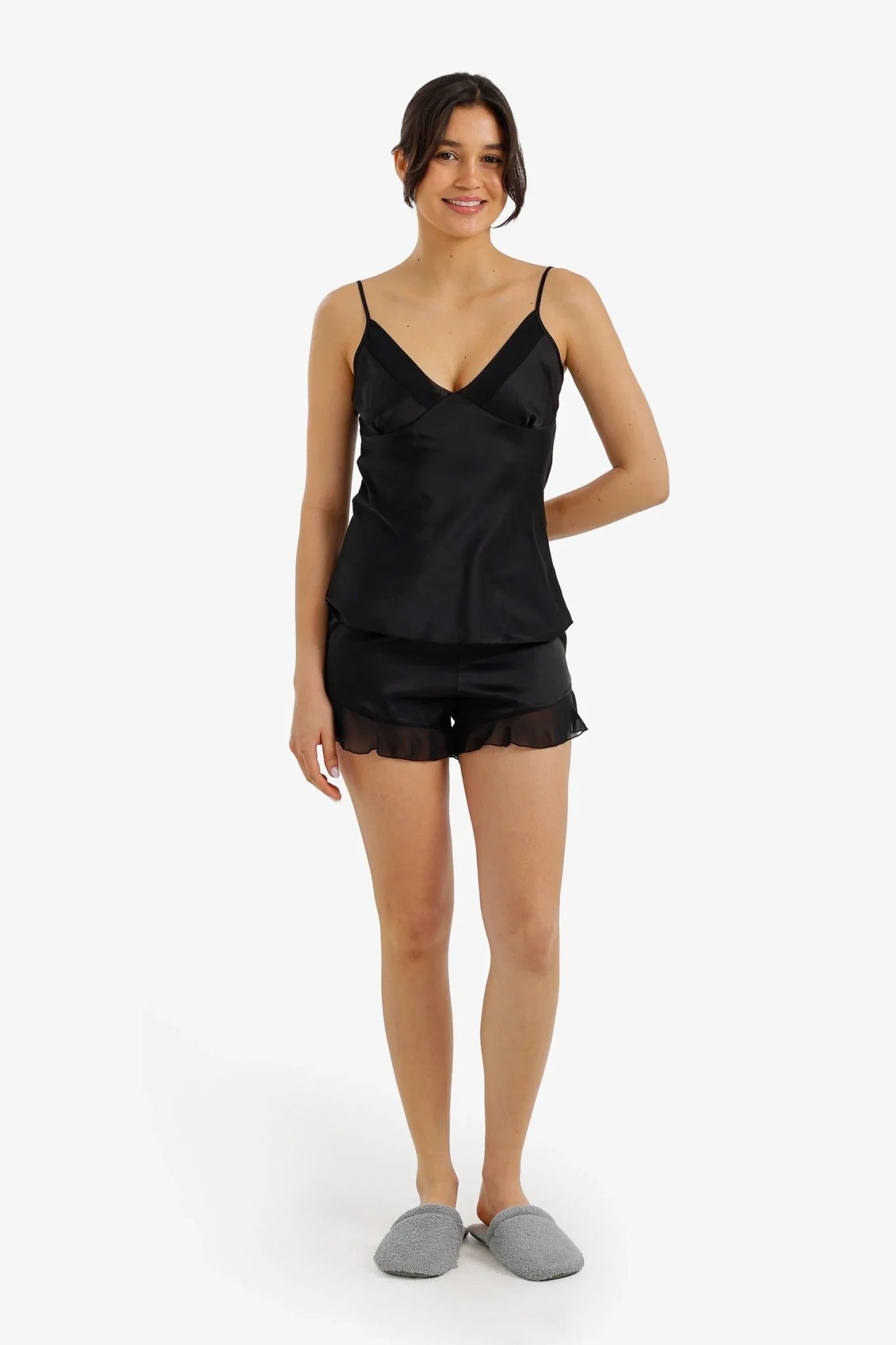 Ruffled Satin Pyjama Set - Carina - Babazzaro