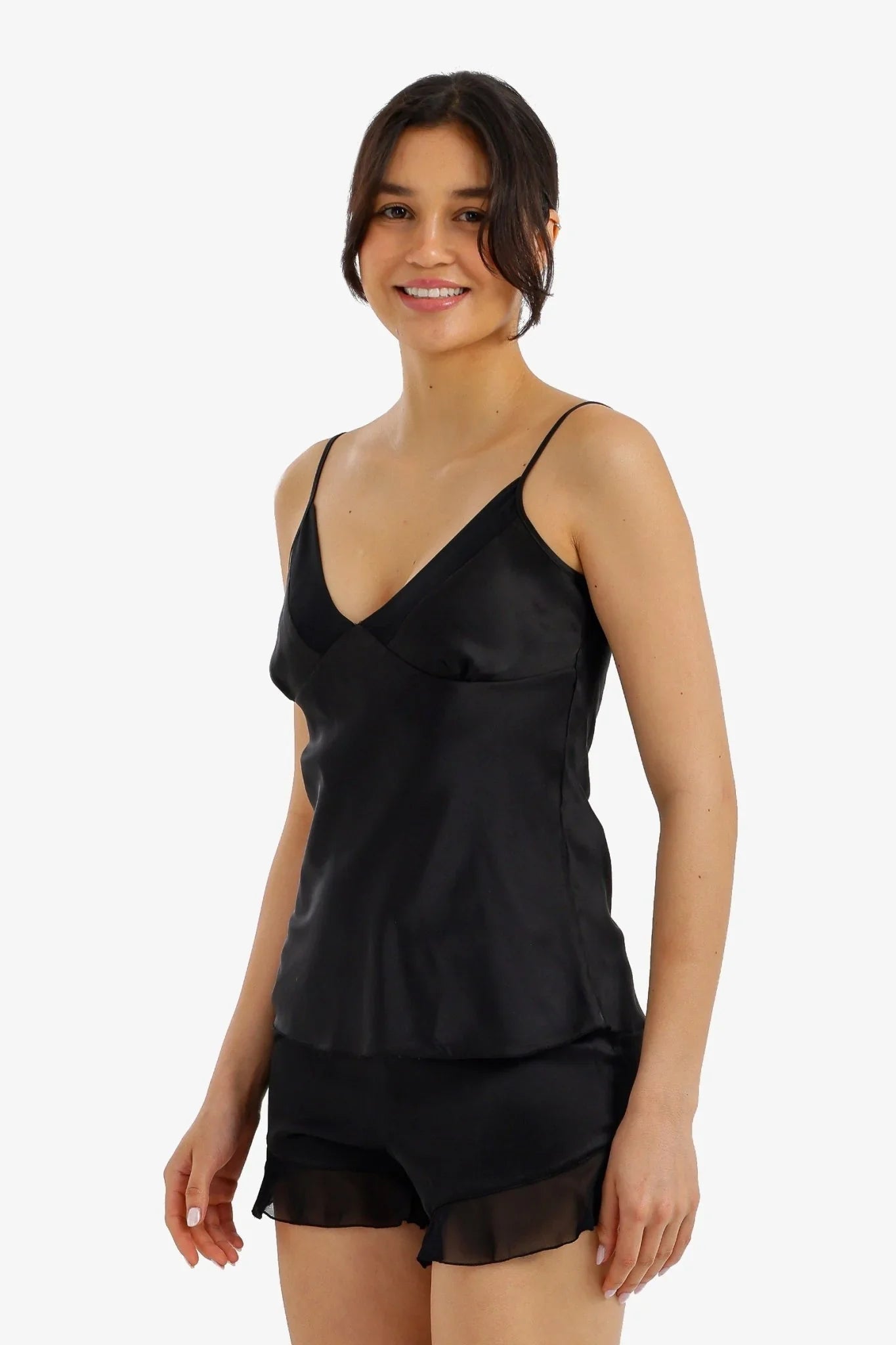 Ruffled Satin Pyjama Set - Carina - Babazzaro