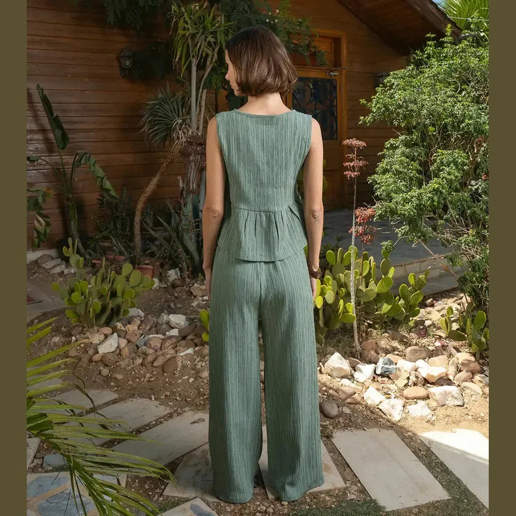 Sage Green Crinkled Top - In your shoe 3