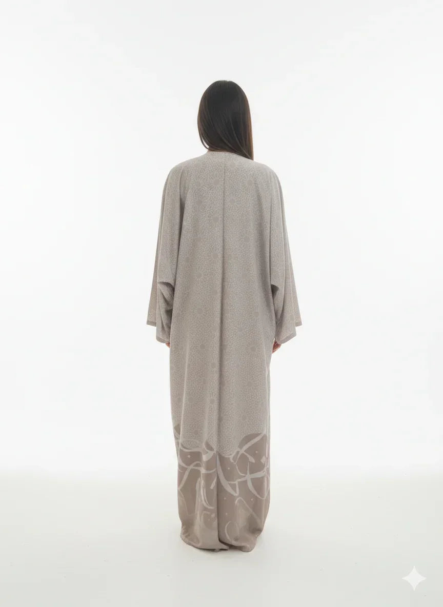 Satin Kaftan with Gray Letters - Urbantique - Babazzaro