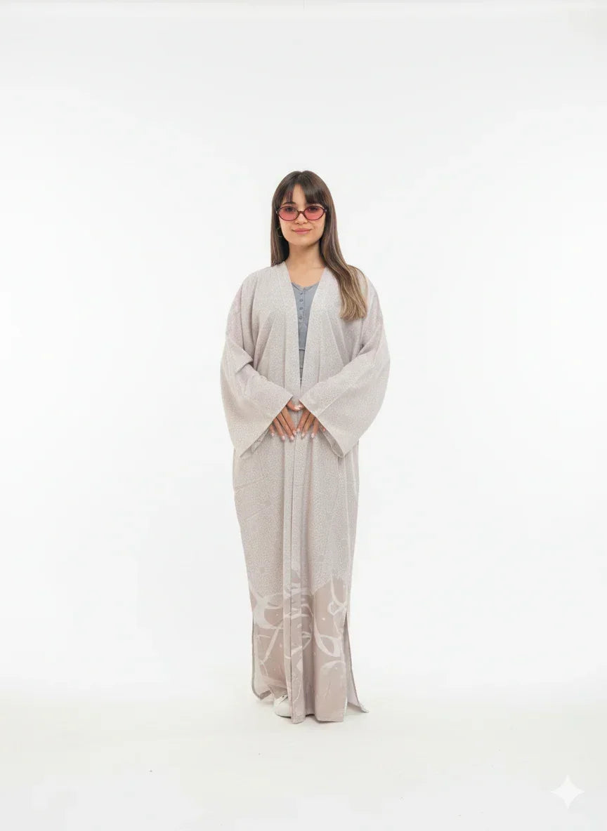 Satin Kaftan with Gray Letters - Urbantique - Babazzaro