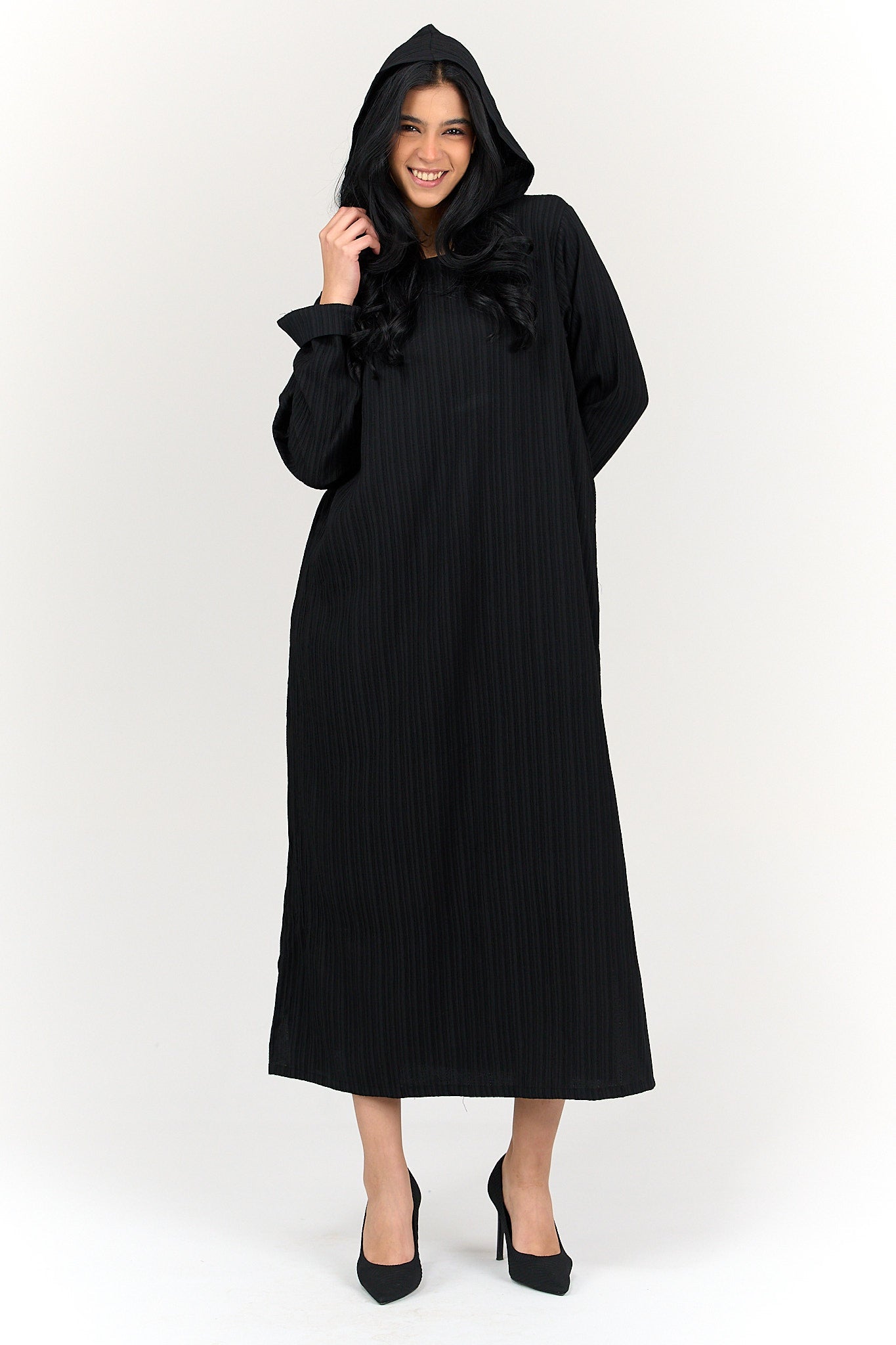 Self Pattern Hooded Dress - Clue - Babazzaro