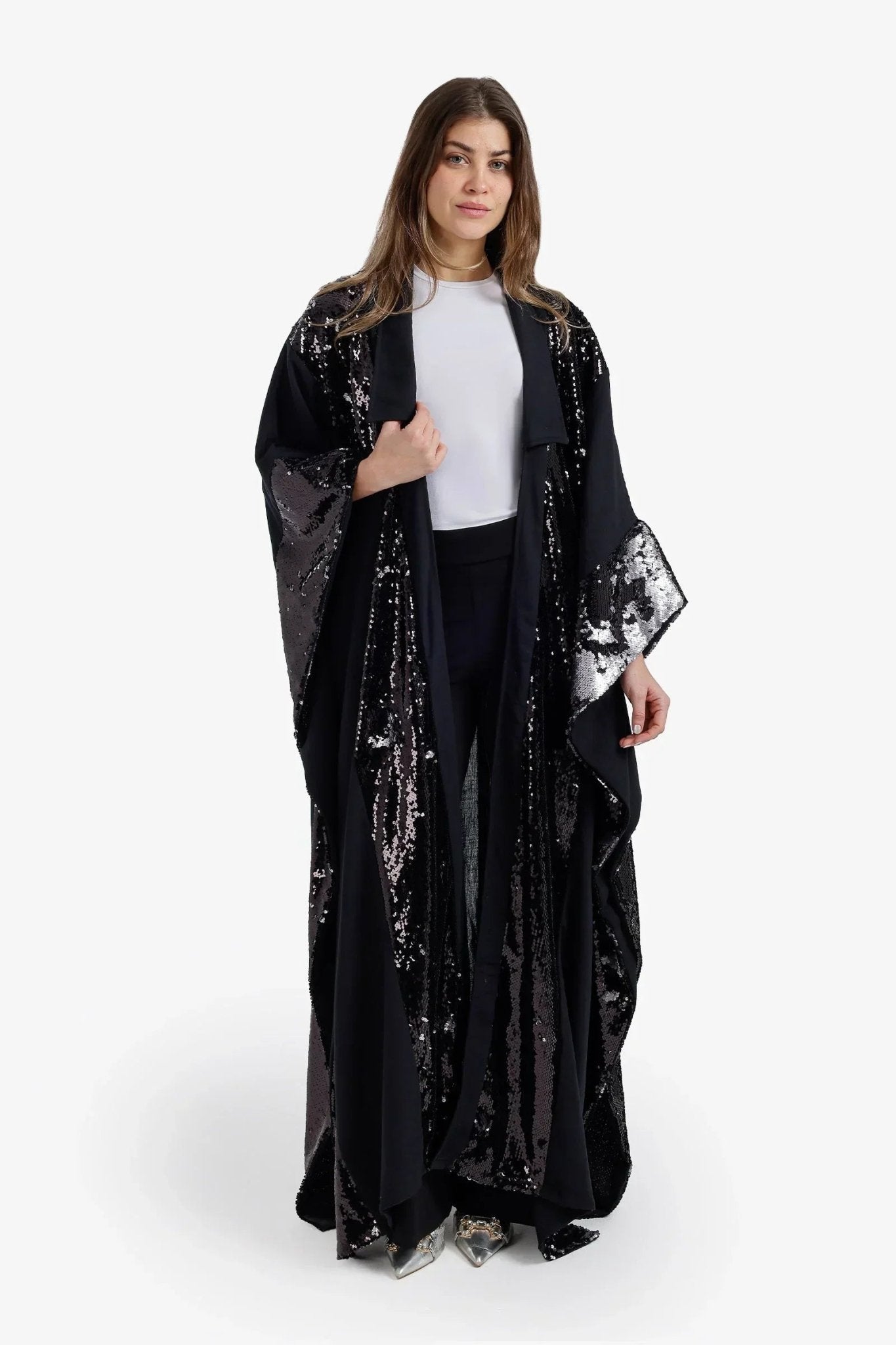 Sequin Detailed Maxi Kimono - Carina - Babazzaro
