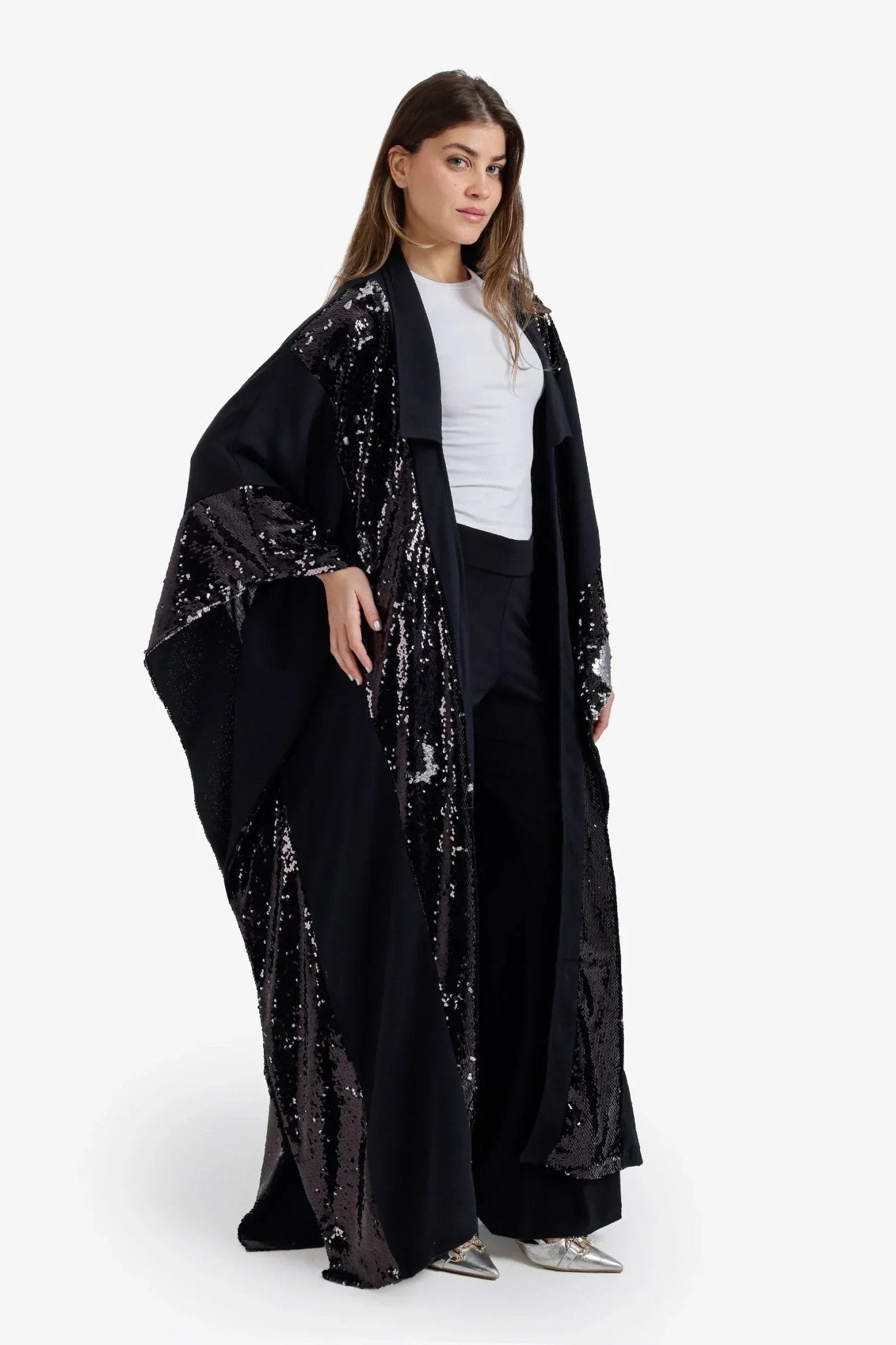 Sequin Detailed Maxi Kimono - Carina - Babazzaro