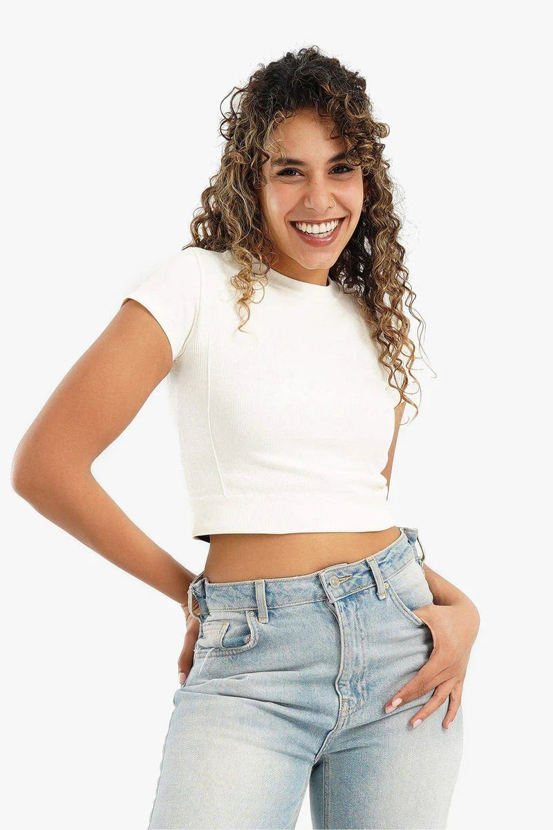 Carina - Short Sleeves Cropped Top 2