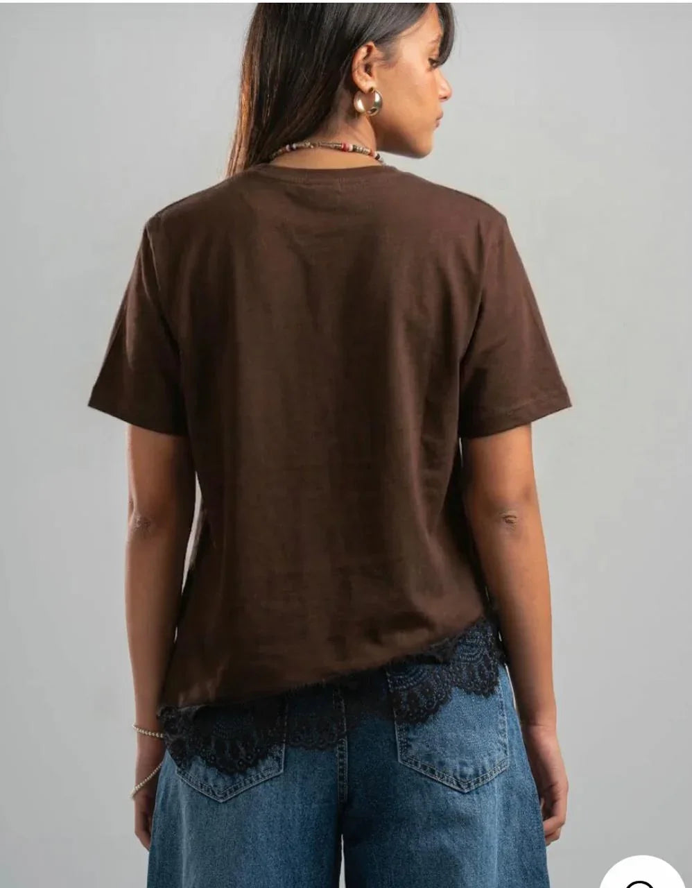 Short Slevee T-Shirt with Lace - Mimme Boutiqe - Babazzaro