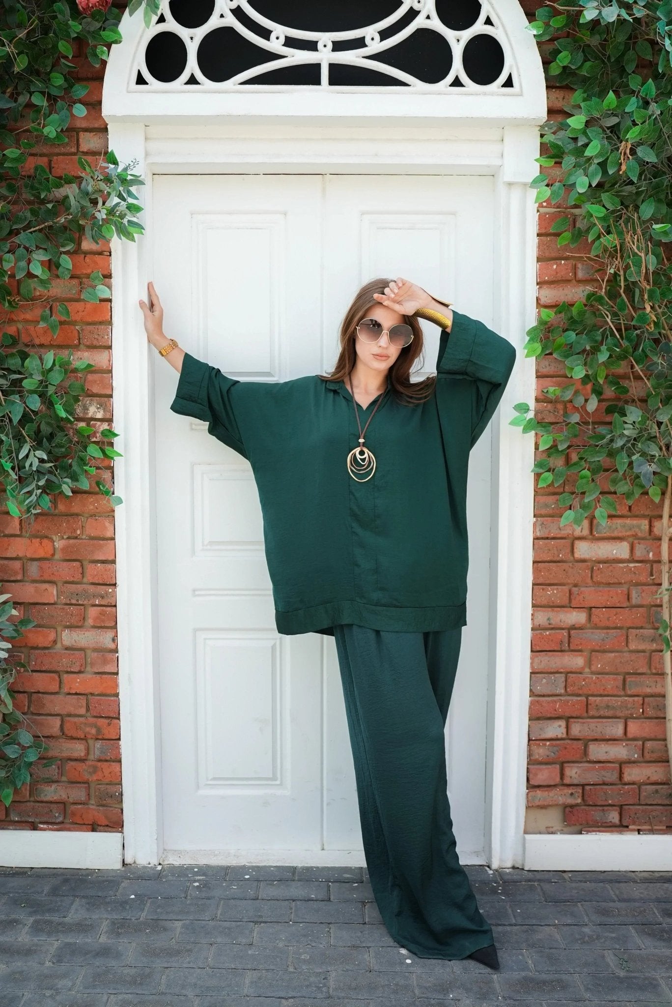 silk dark green set - Dress Code - Babazzaro