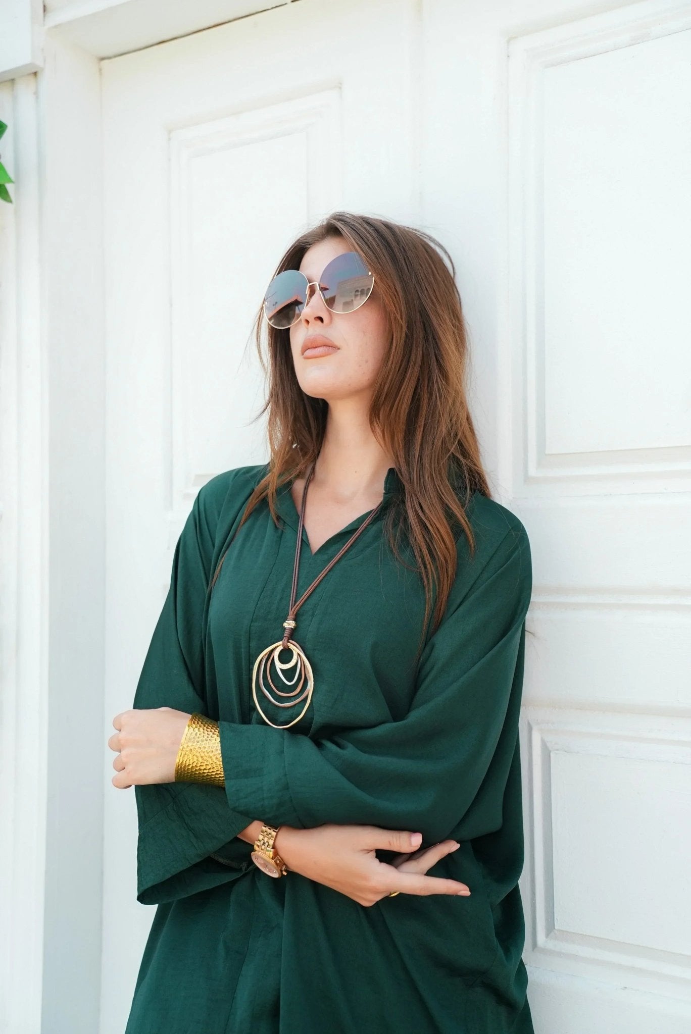 silk dark green set - Dress Code - Babazzaro