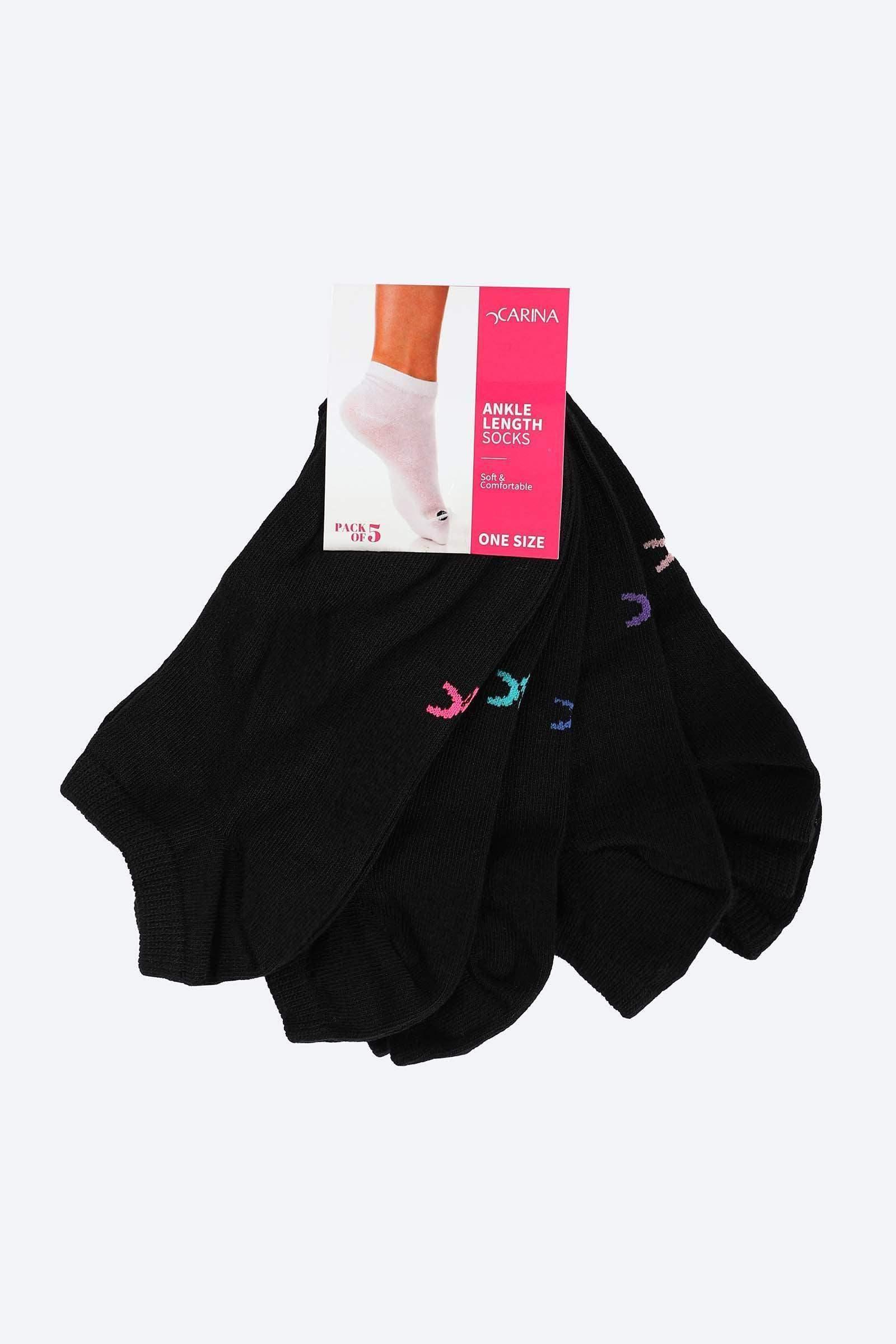 Carina - Solid Ankle Length Socks - 5 Pairs 1