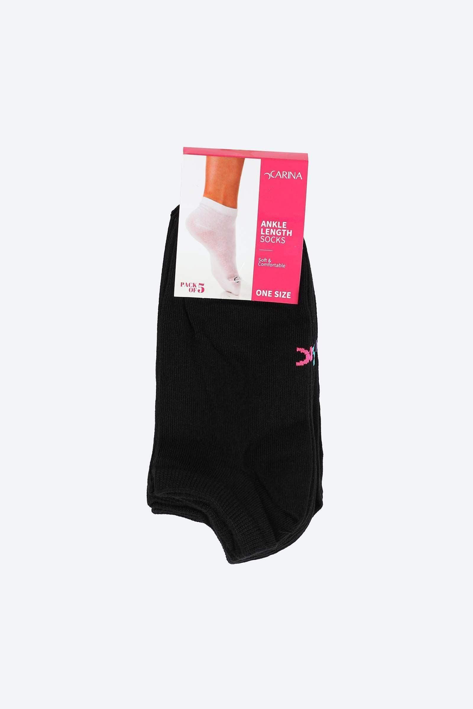 Carina - Solid Ankle Length Socks - 5 Pairs 2