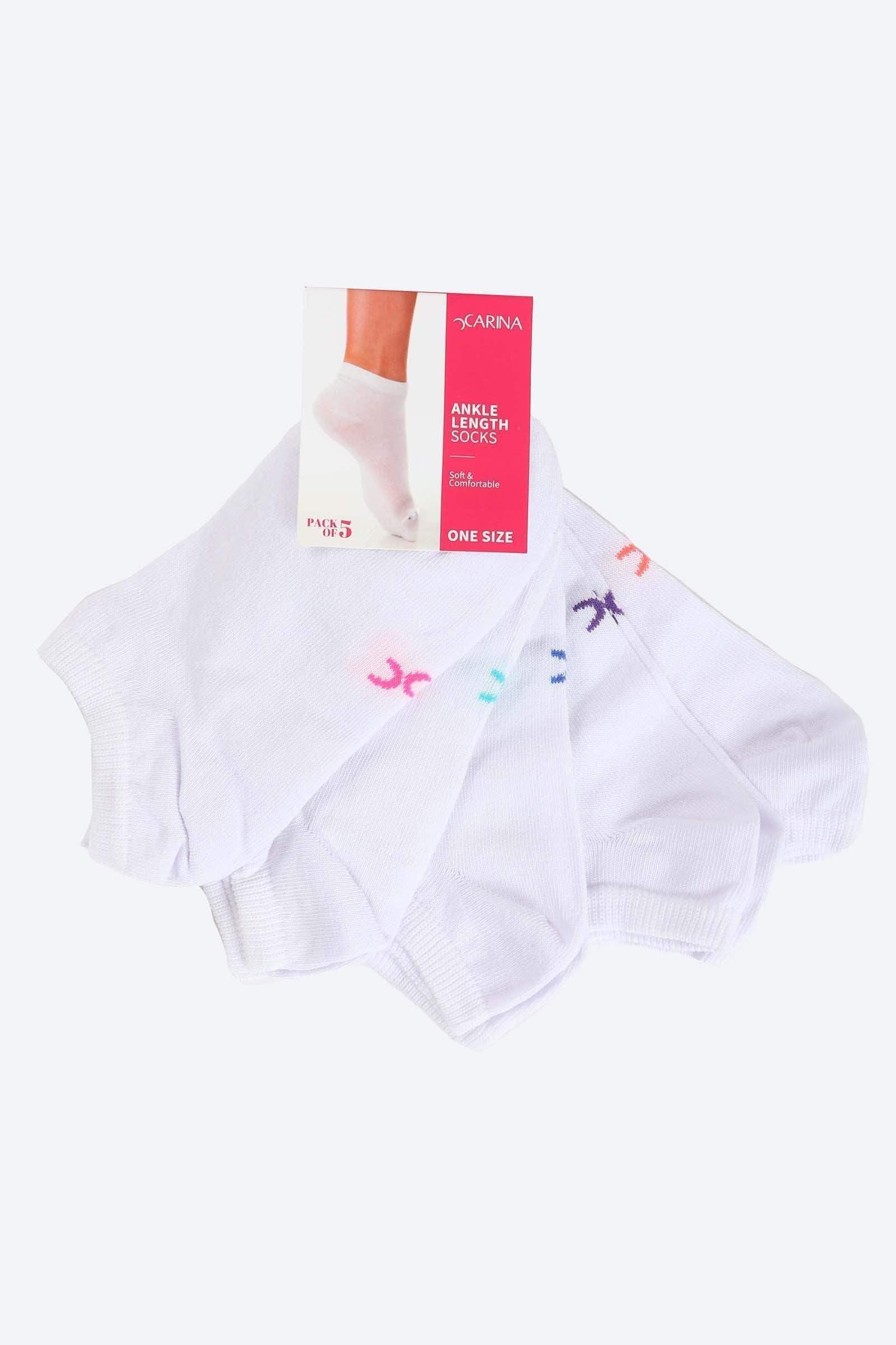 Carina - Solid Ankle Length Socks - 5 Pairs 3