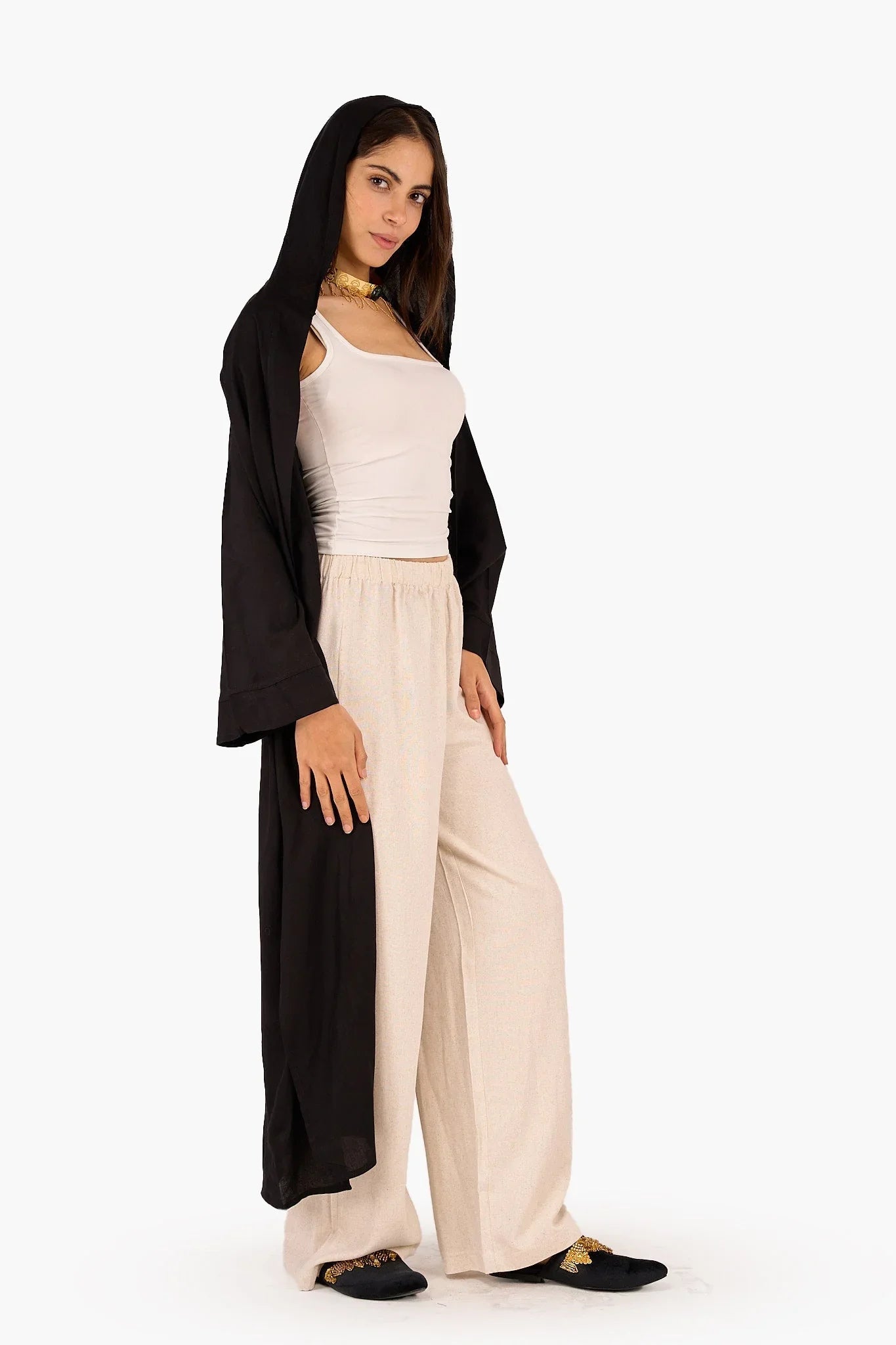 Solid Pattern Hooded Cardigan - Clue - Babazzaro