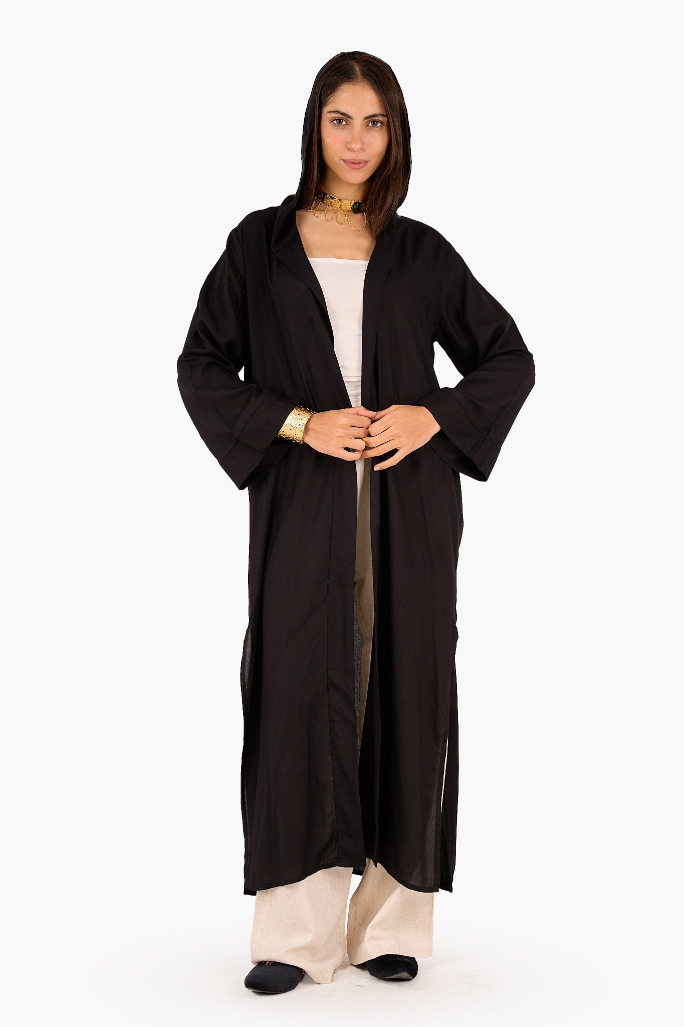 Solid Pattern Hooded Cardigan - Clue - Babazzaro