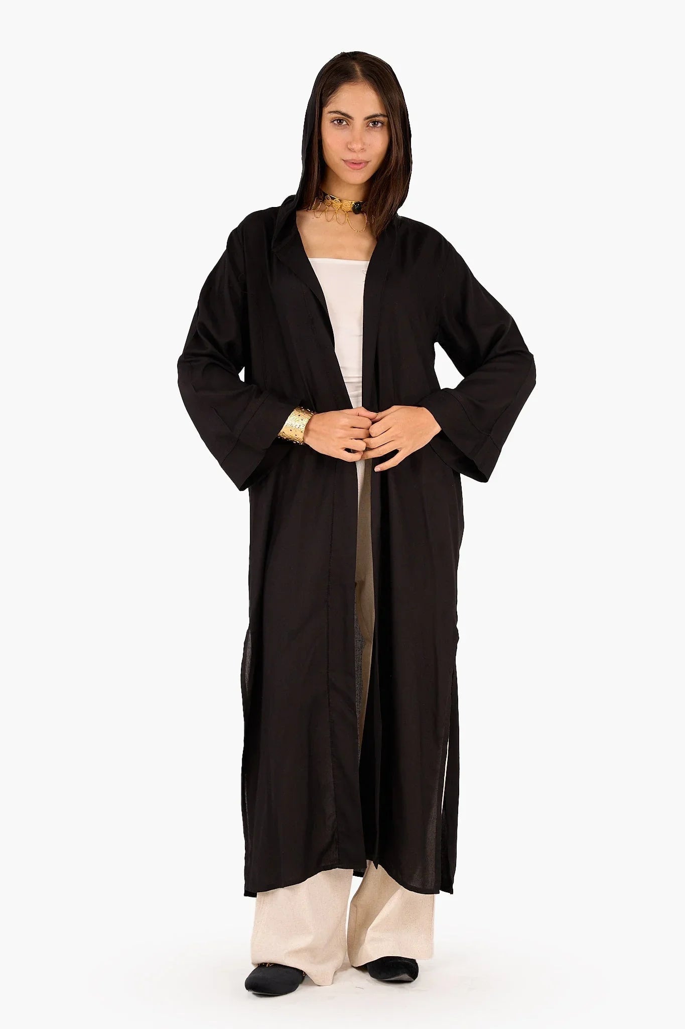 Solid Pattern Hooded Cardigan - Clue - Babazzaro