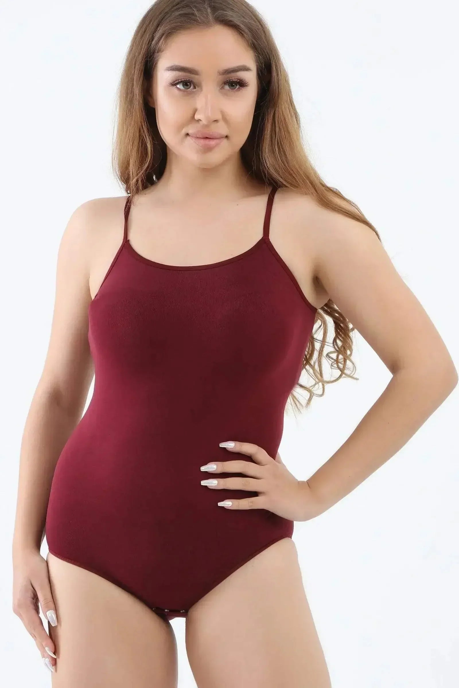 Carina - Spaghetti Strap Solid Bodysuit 11