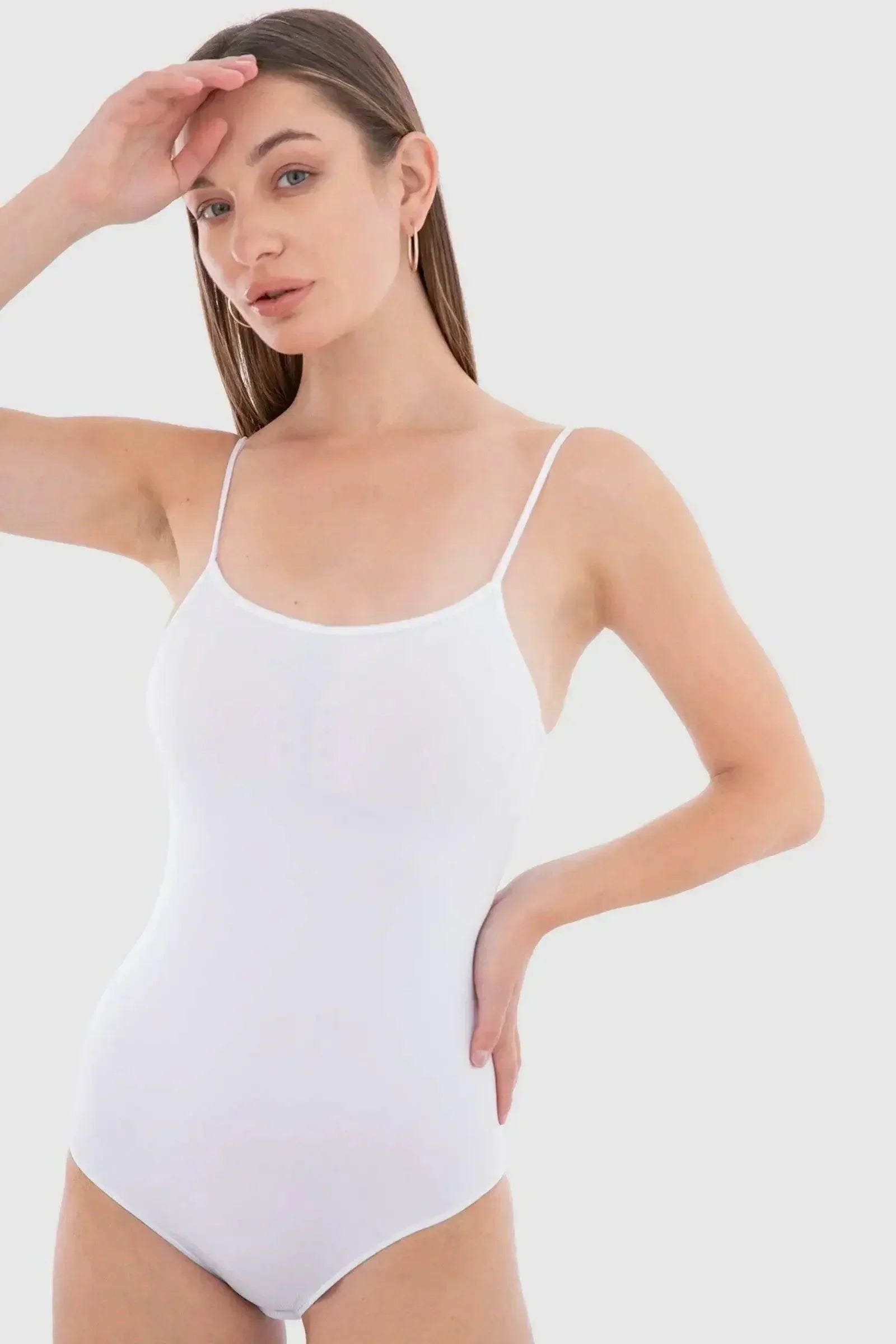 Carina - Spaghetti Strap Solid Bodysuit 5