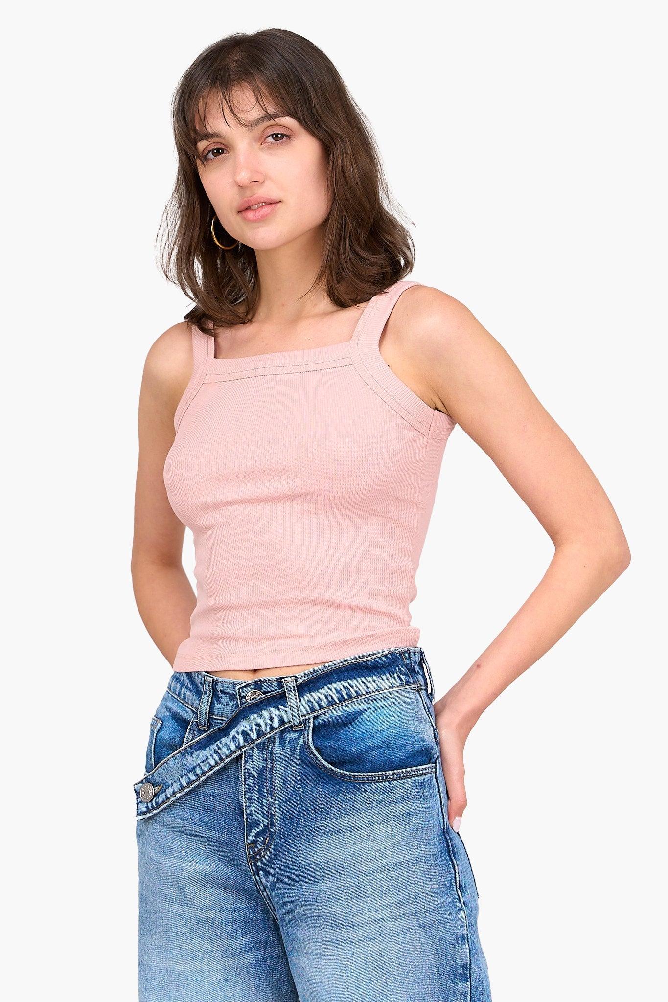 Square Neck Ribbed Top - Clue - Babazzaro