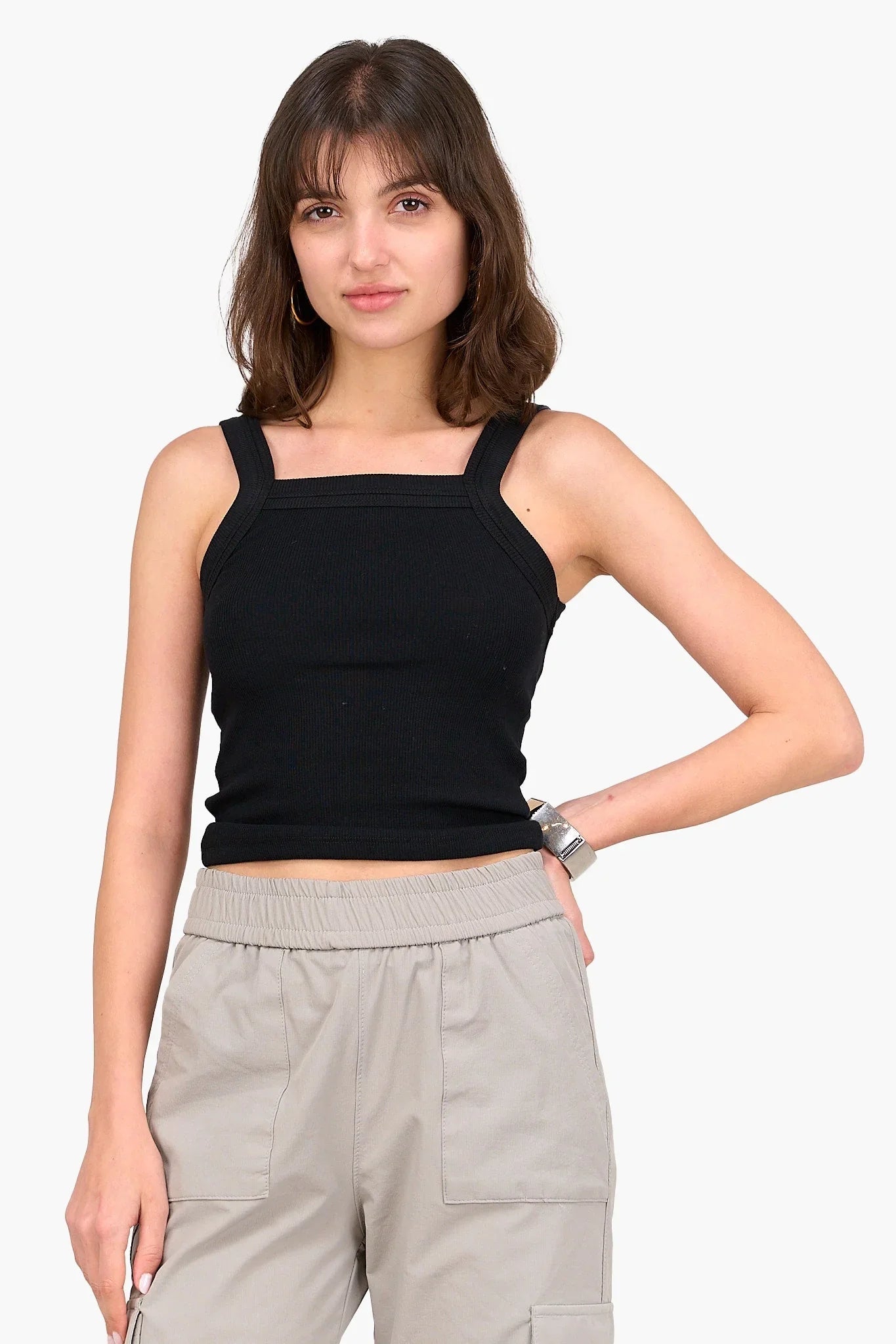 Square Neck Ribbed Top - Clue - Babazzaro
