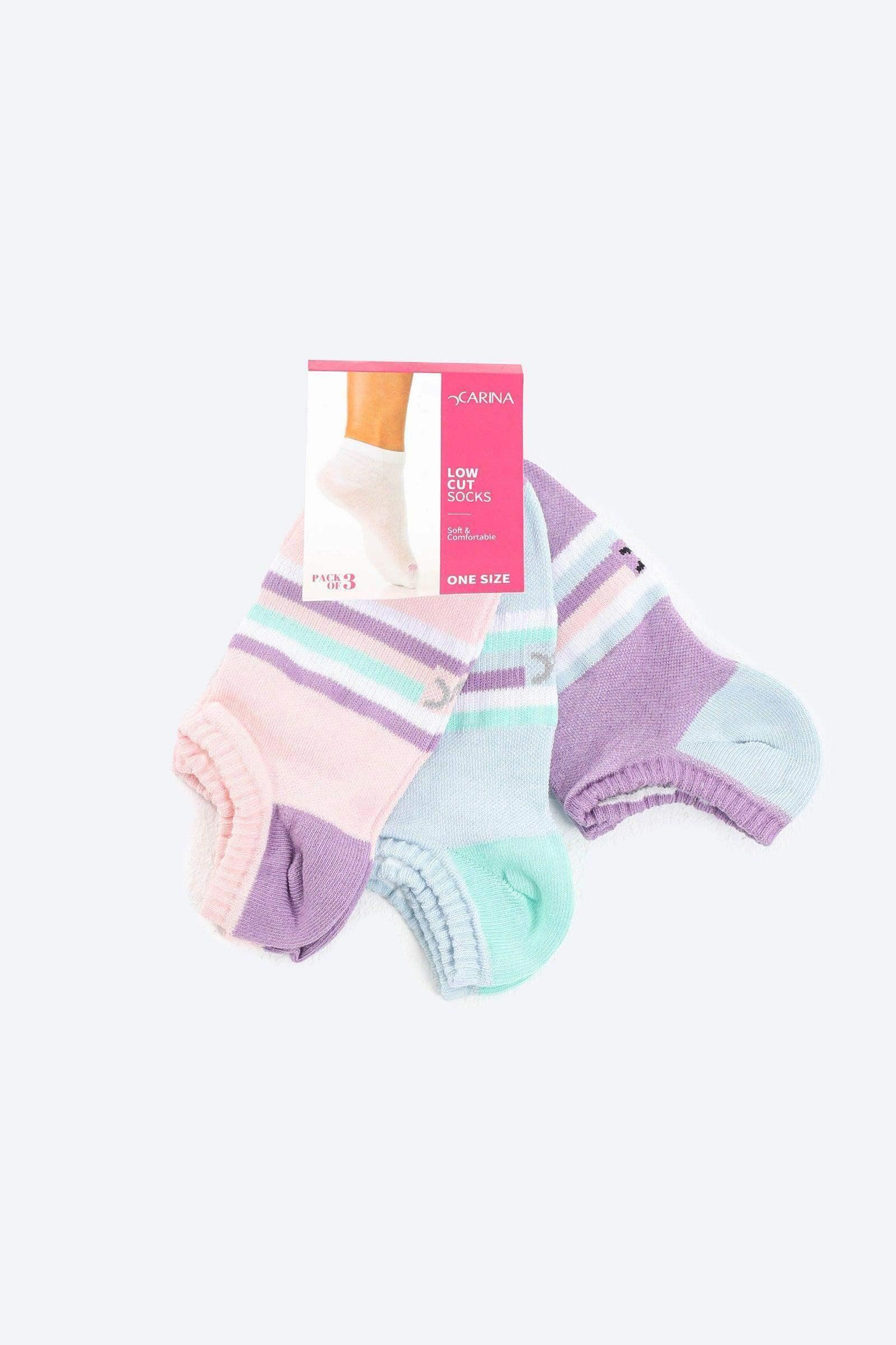Carina - Striped Low Cut Socks - 3 Pairs 1