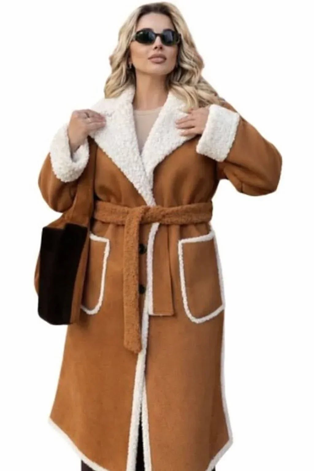 Suede Coat Lined with Fur Inside - Blue Bell - Babazzaro