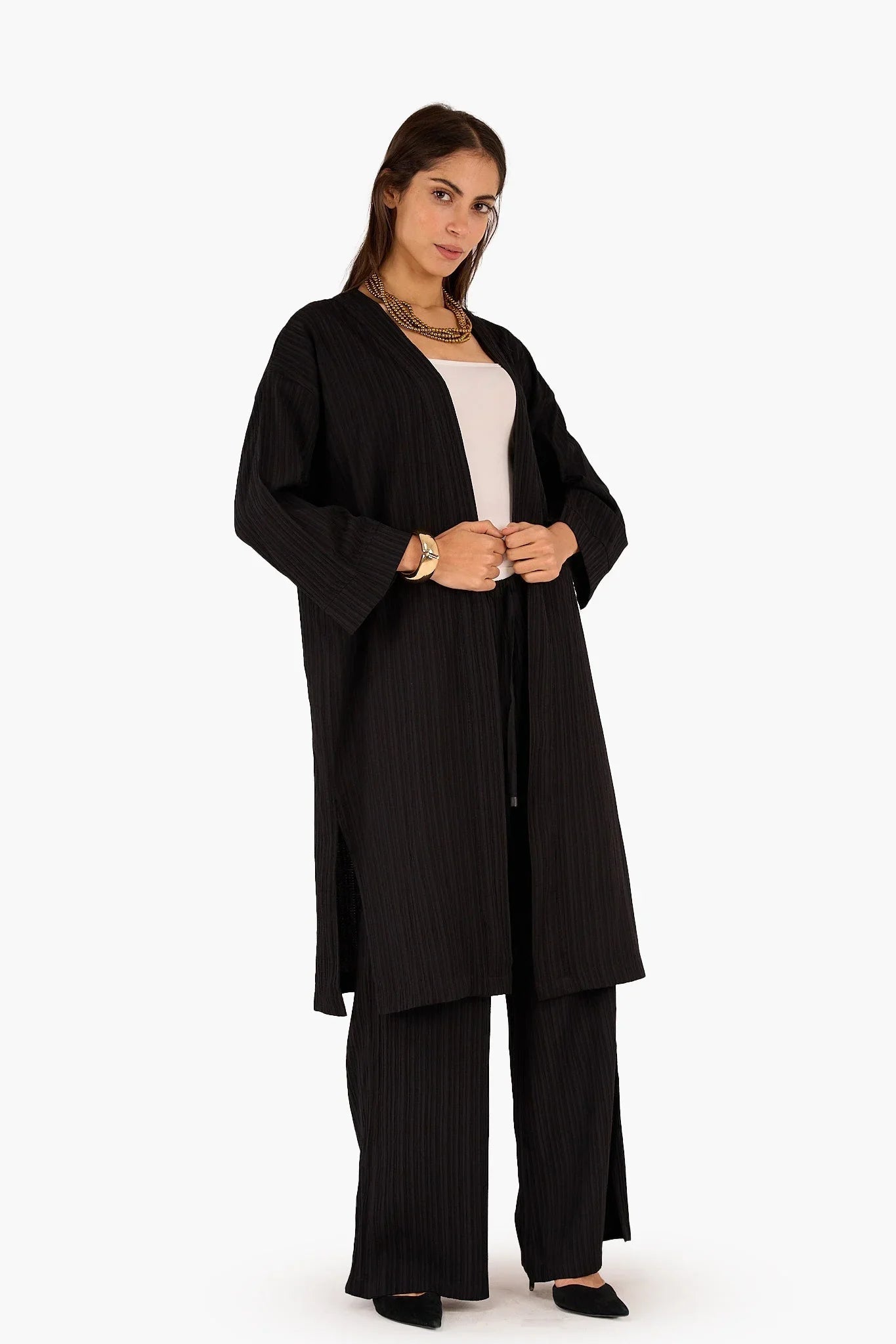 Textured Pattern Midi Kimono - Clue - Babazzaro