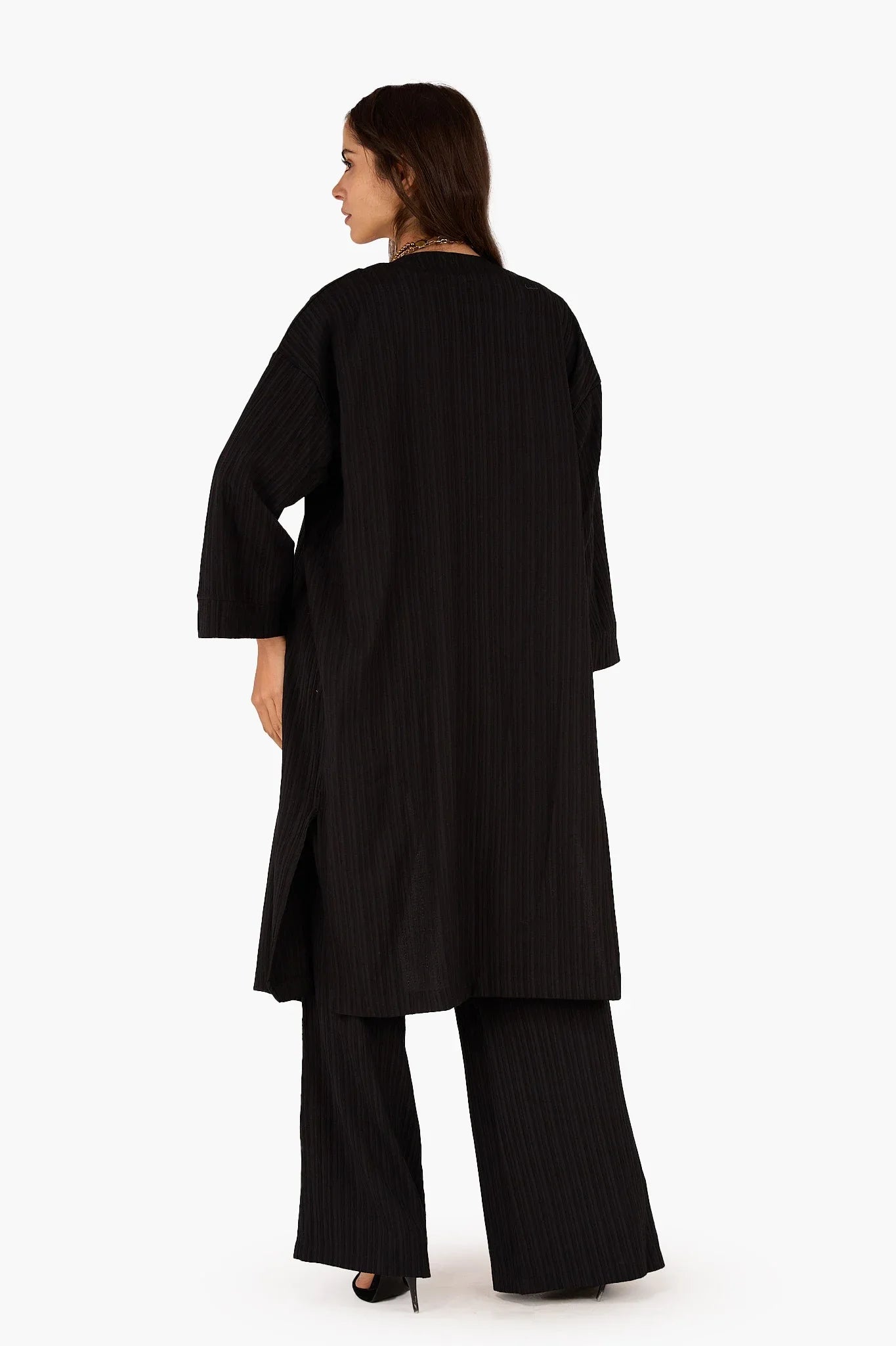 Textured Pattern Midi Kimono - Clue - Babazzaro