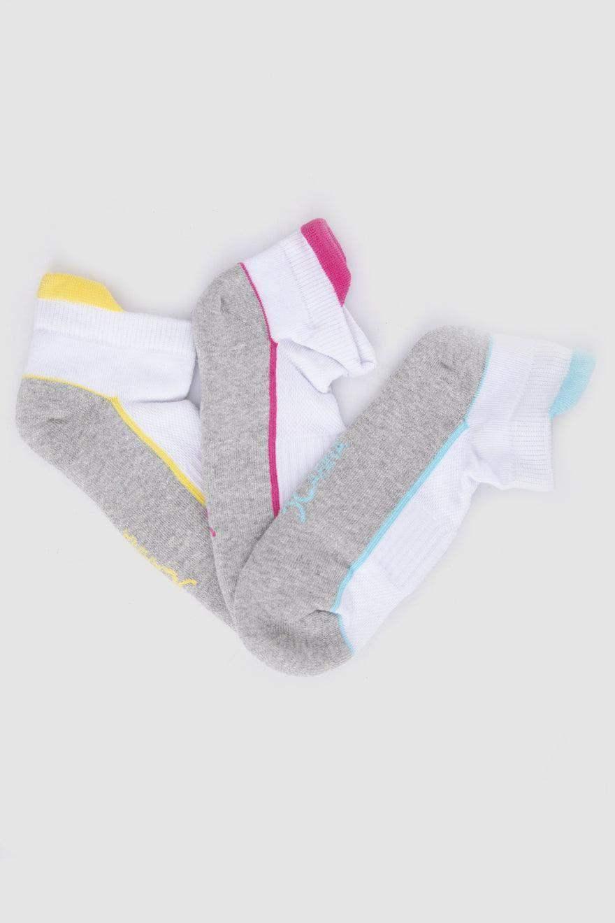 Carina - Tri-Tone Cotton Ankle Socks - 3 Pairs 1
