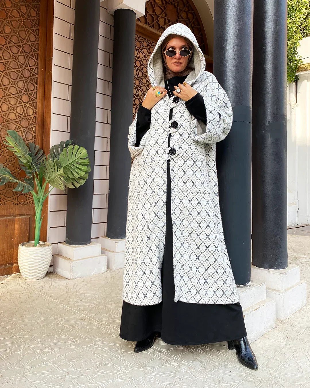 Tweed Hooded Cardigan - Queenza - Babazzaro