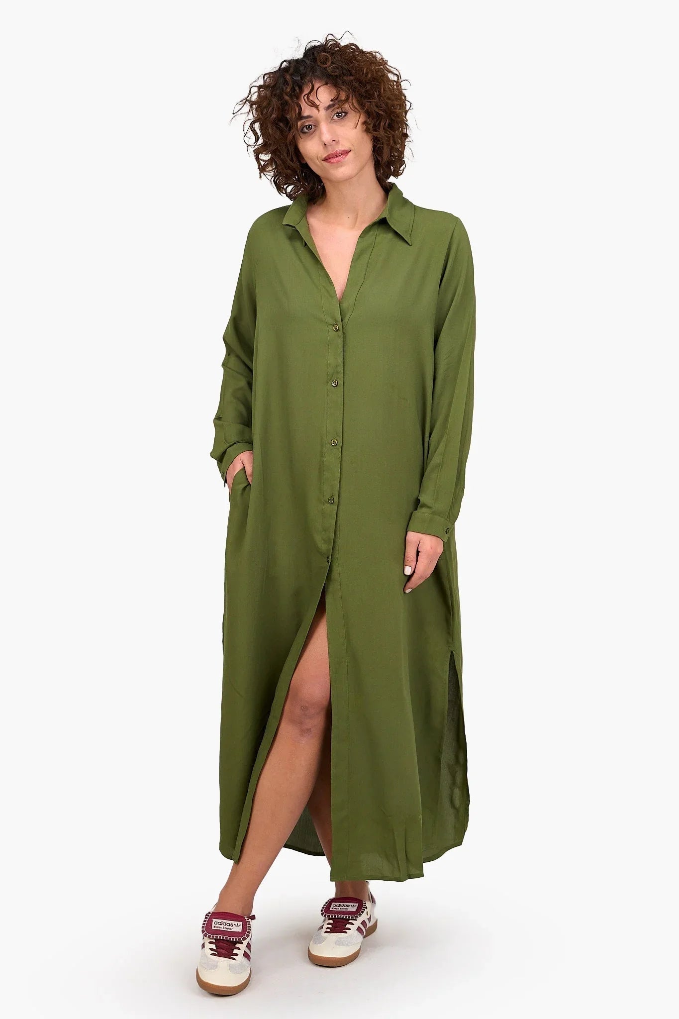 V - Collared Neck Shirt Dress - Clue - Babazzaro