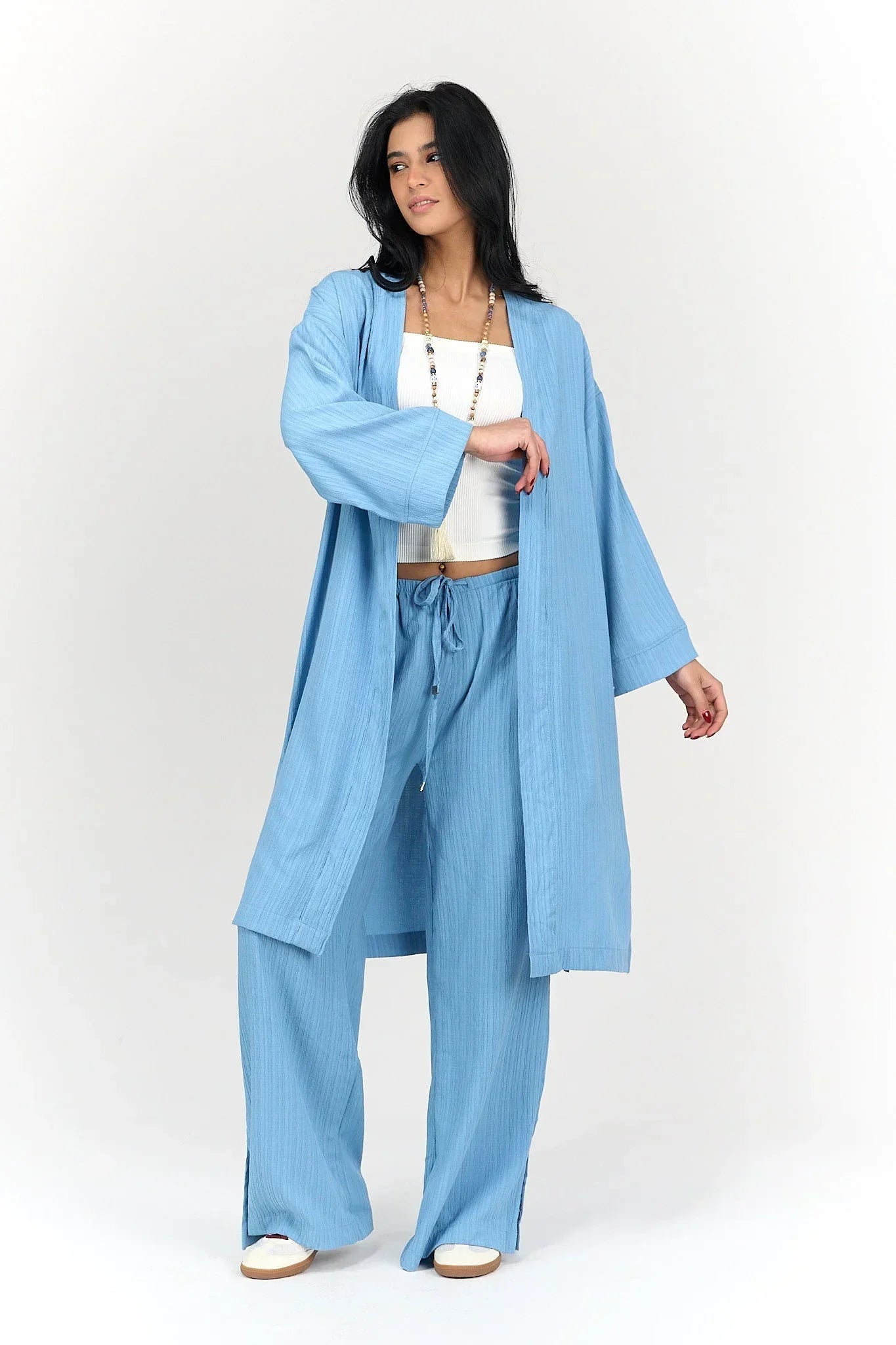 Clue - Textured Pattern Midi Kimono 2