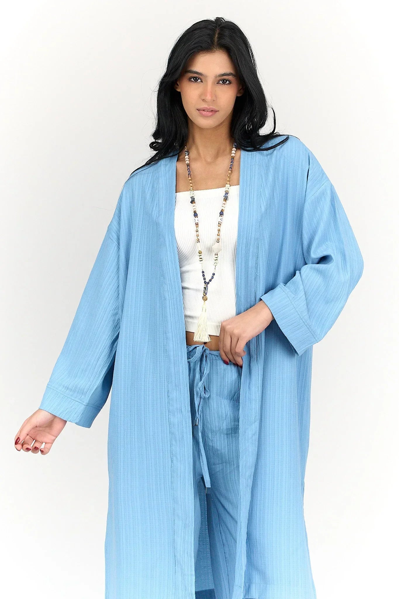 Clue - Textured Pattern Midi Kimono 5