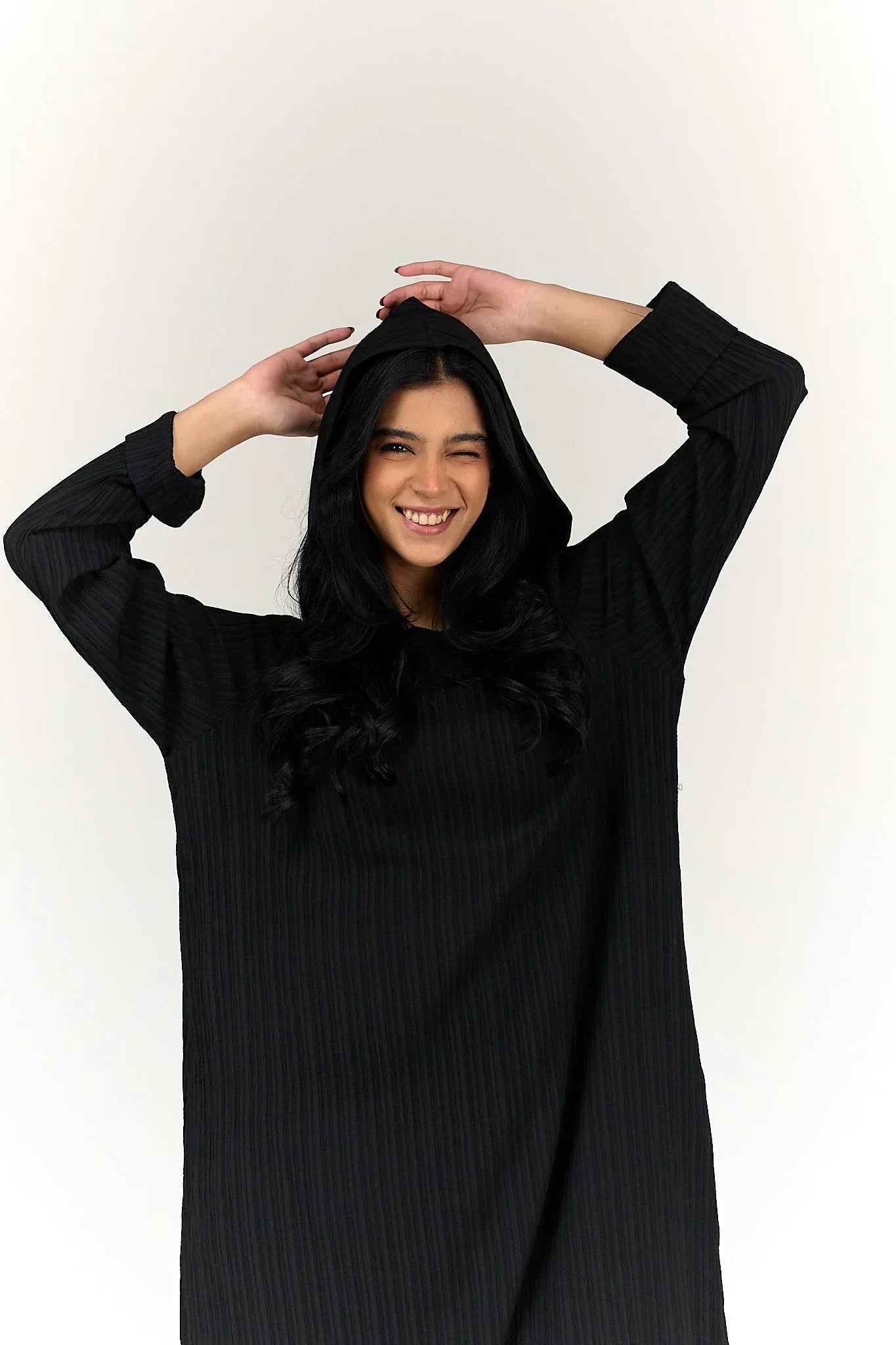 Clue - Self Pattern Hooded Dress 3