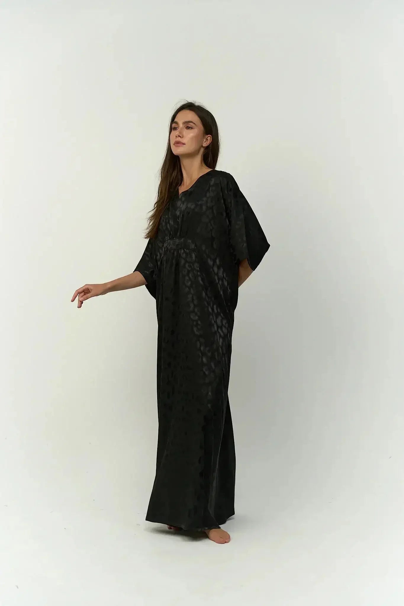 Carina - Satin Jacquard Long Nightgown 2