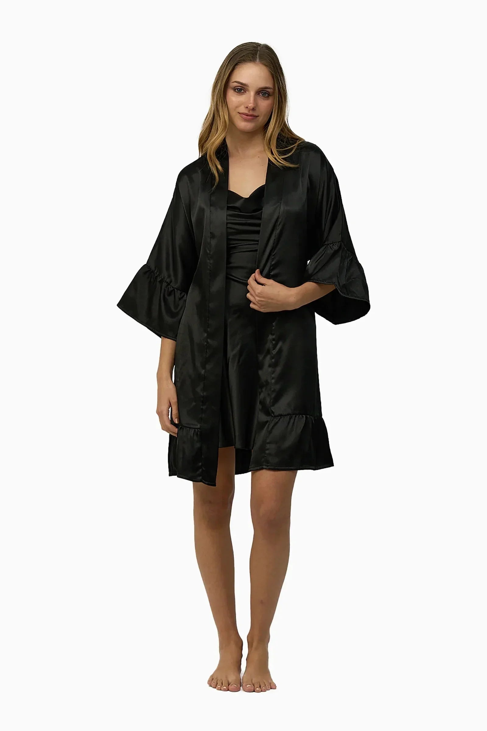 Carina - Playful Sleeves Satin Robe 4
