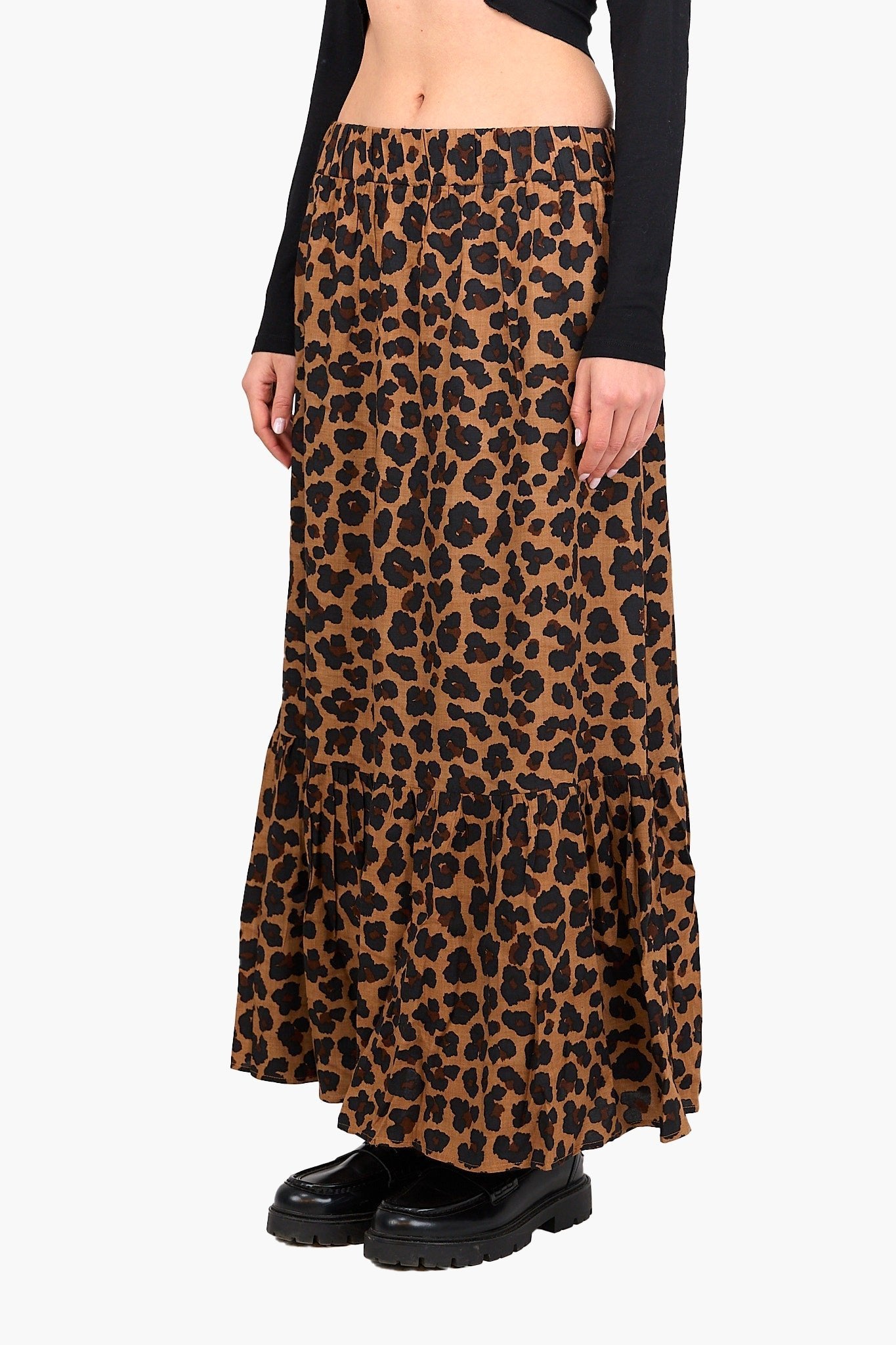Tiger Print Tiered Skirt - Clue - Babazzaro