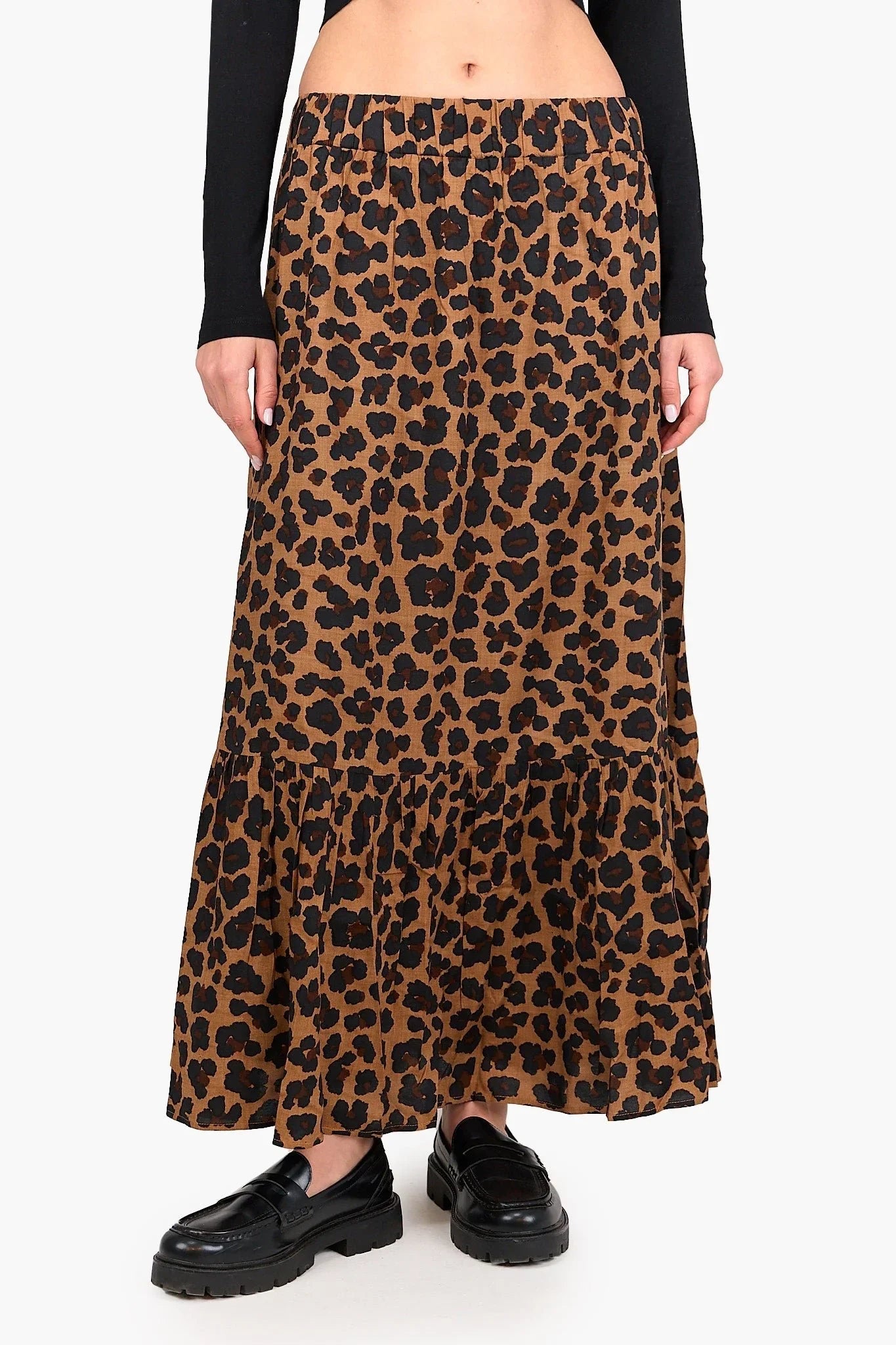 Tiger Print Tiered Skirt - Clue - Babazzaro