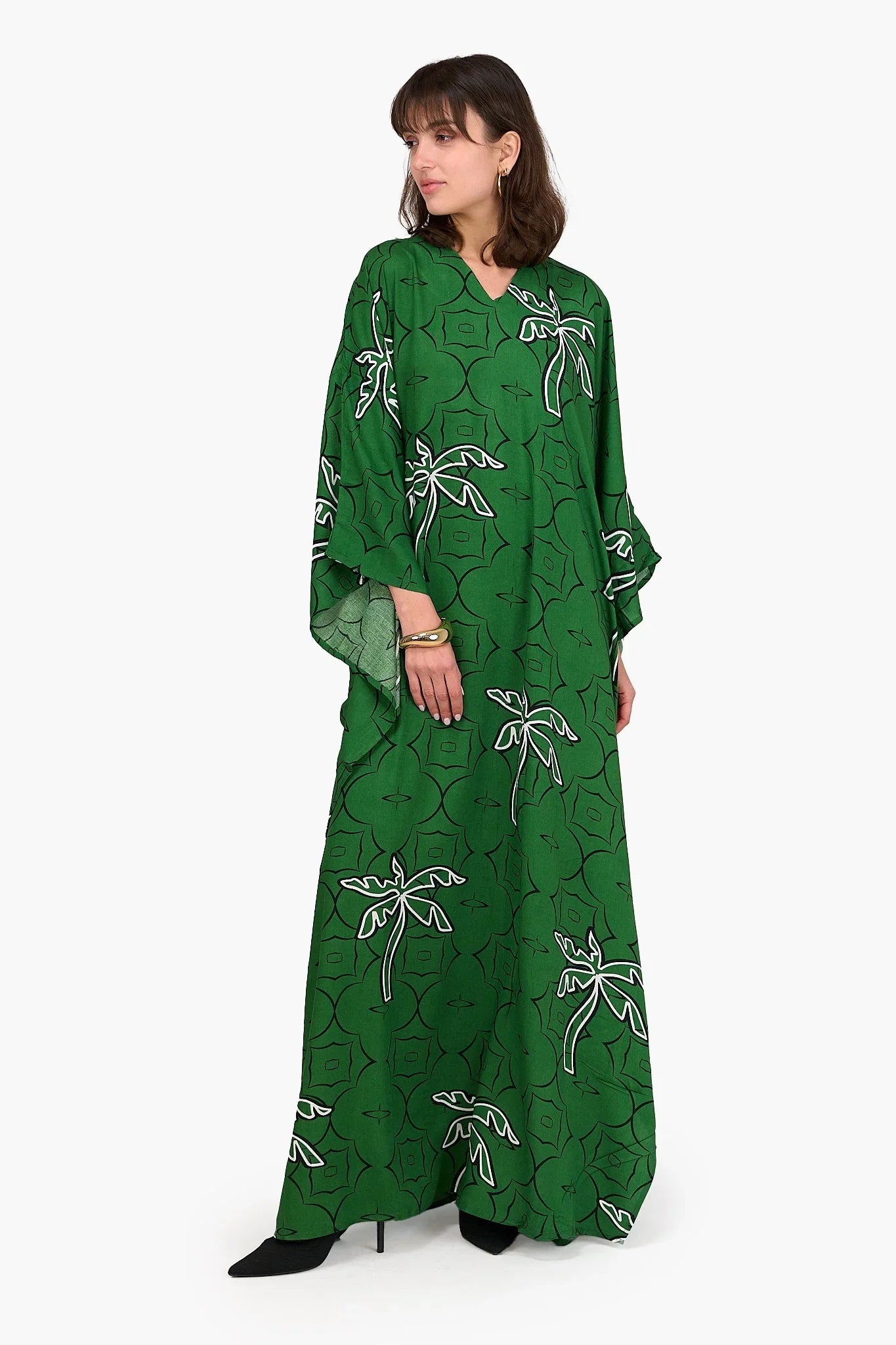 Clue - Palm Printed Green Abaya 1