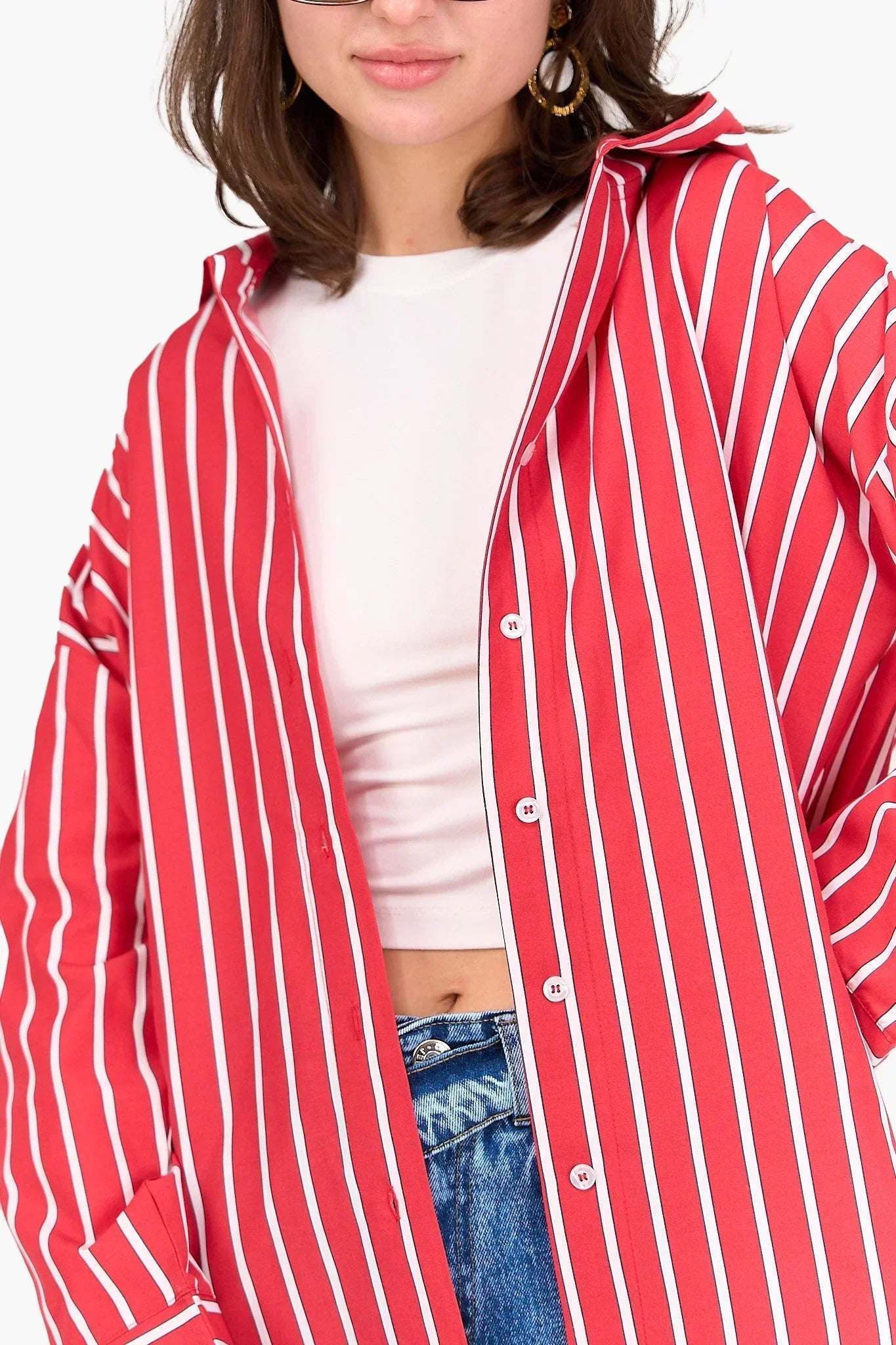 Clue - Striped Hooded Viscose Shirt 4
