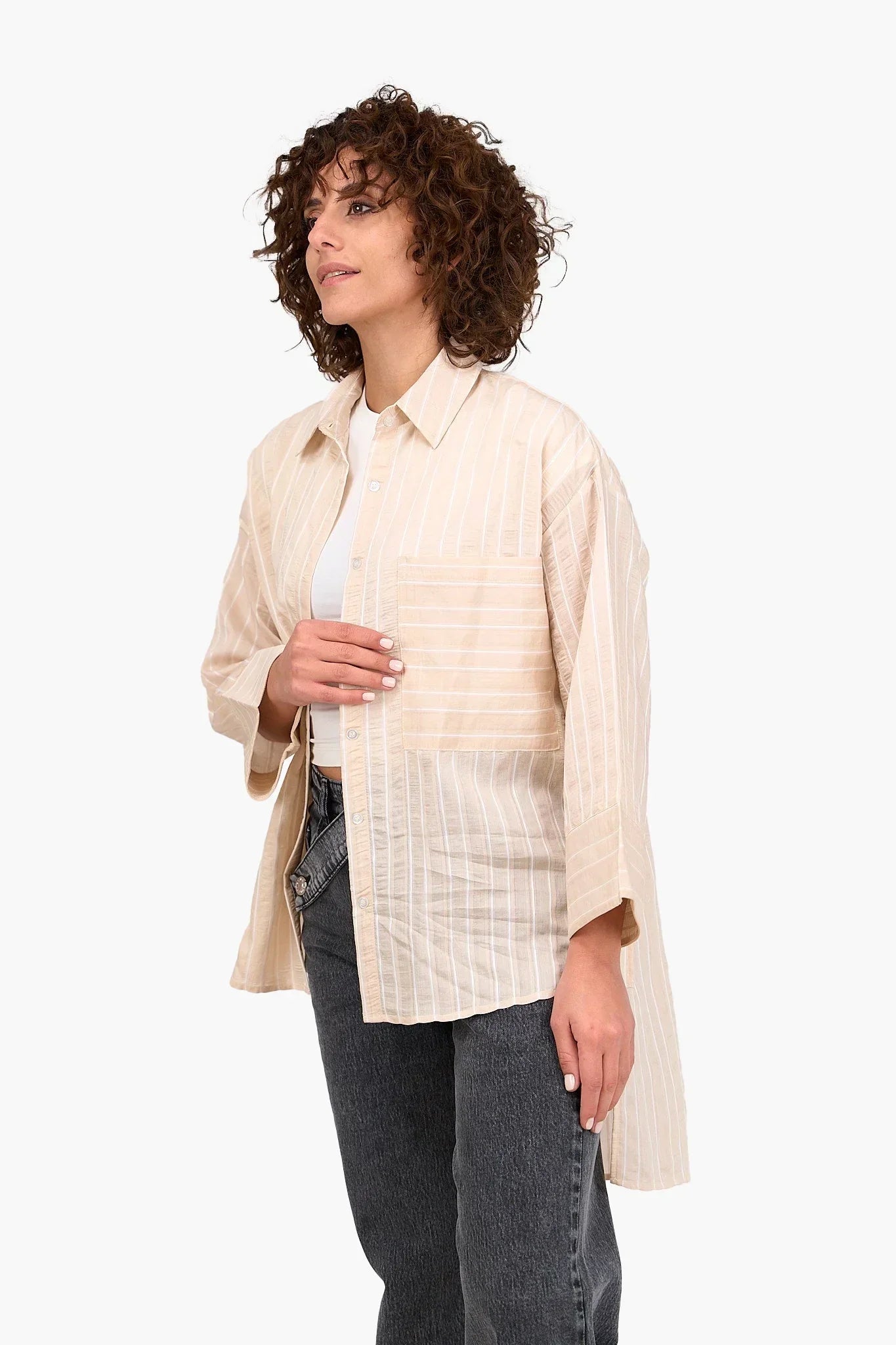 Clue - Striped High Low Shirt 6