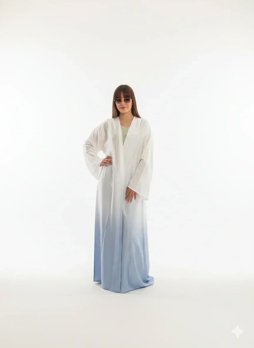 White Kaftan with Shades of Blue - Urbantique - Babazzaro