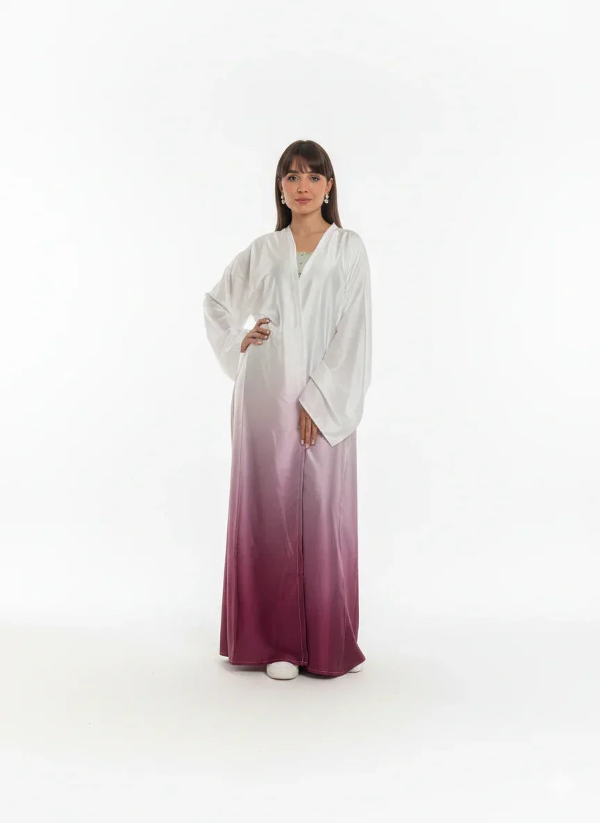 White Kaftan with Shades of Burgundy - Urbantique - Babazzaro